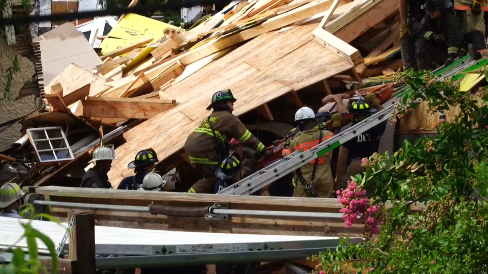 DC Fire and EMS say a building has collapsed, leaving one person trapped and several injured in Northwest.