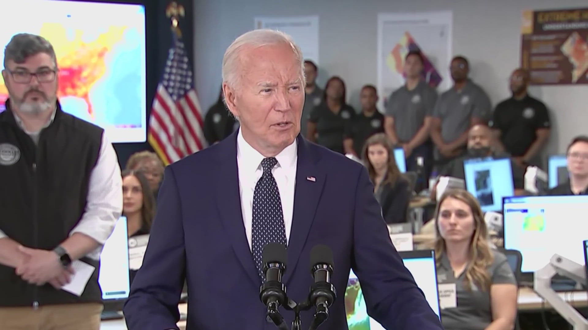 President Biden joined by DC Mayor Muriel Bowser and Clint Osborn, the acting director of DC's Homeland Security and Emergency Management Agency.