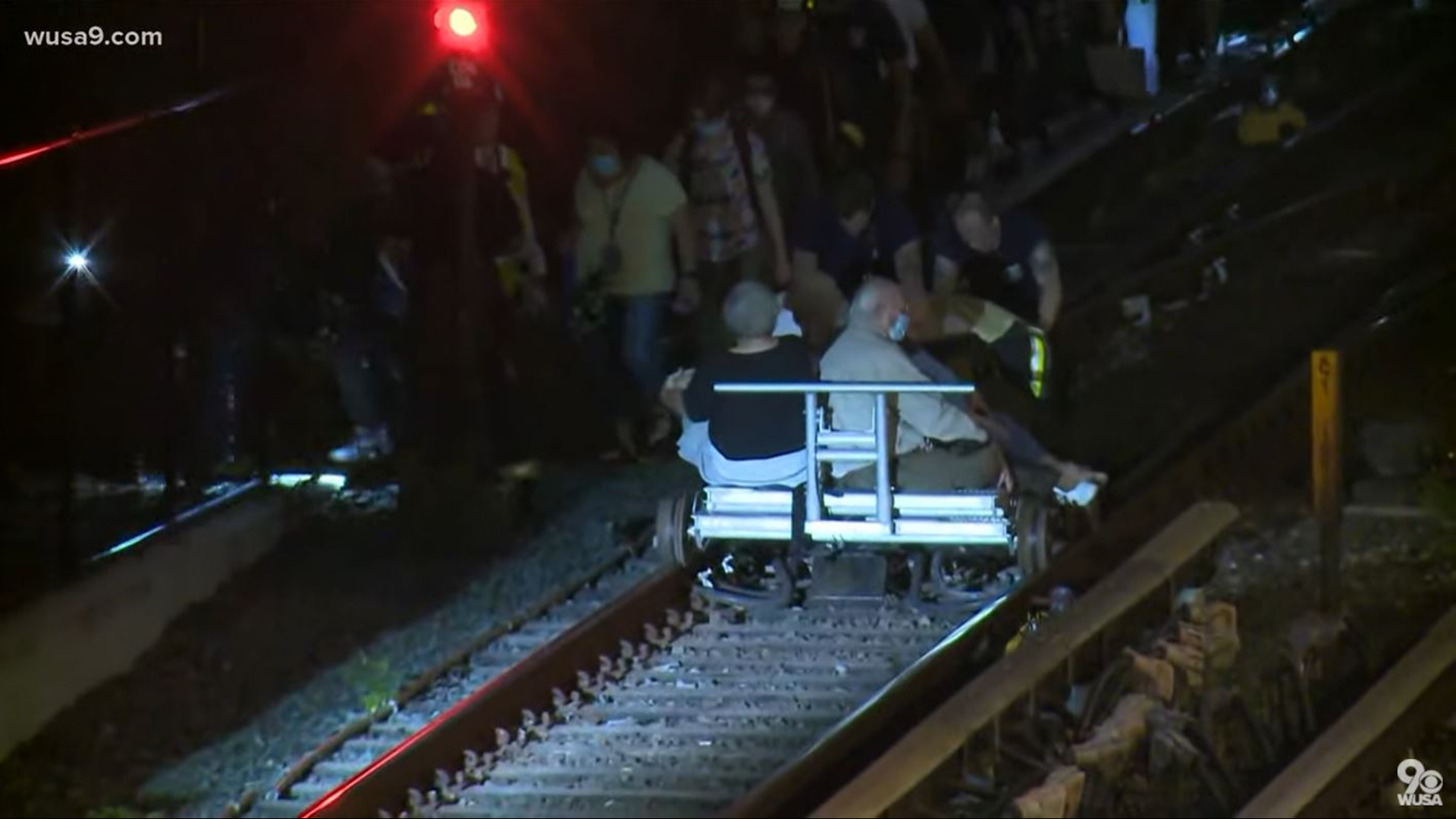 Hundreds of people were evacuated from a derailed Metro train near Arlington Cemetery Tuesday.