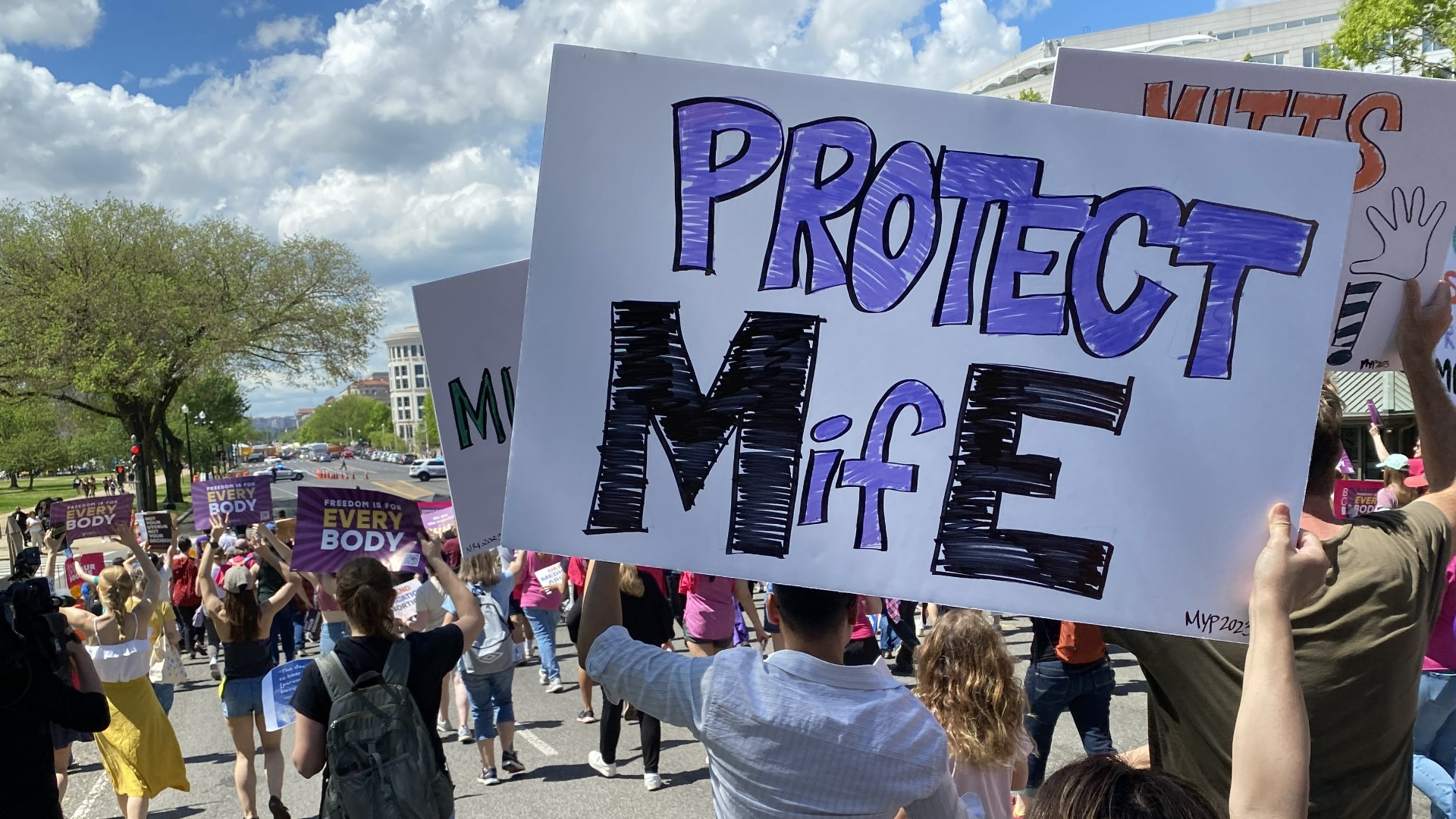 On Saturday, pro-choice demonstrators gathered outside the Supreme Court in D.C.