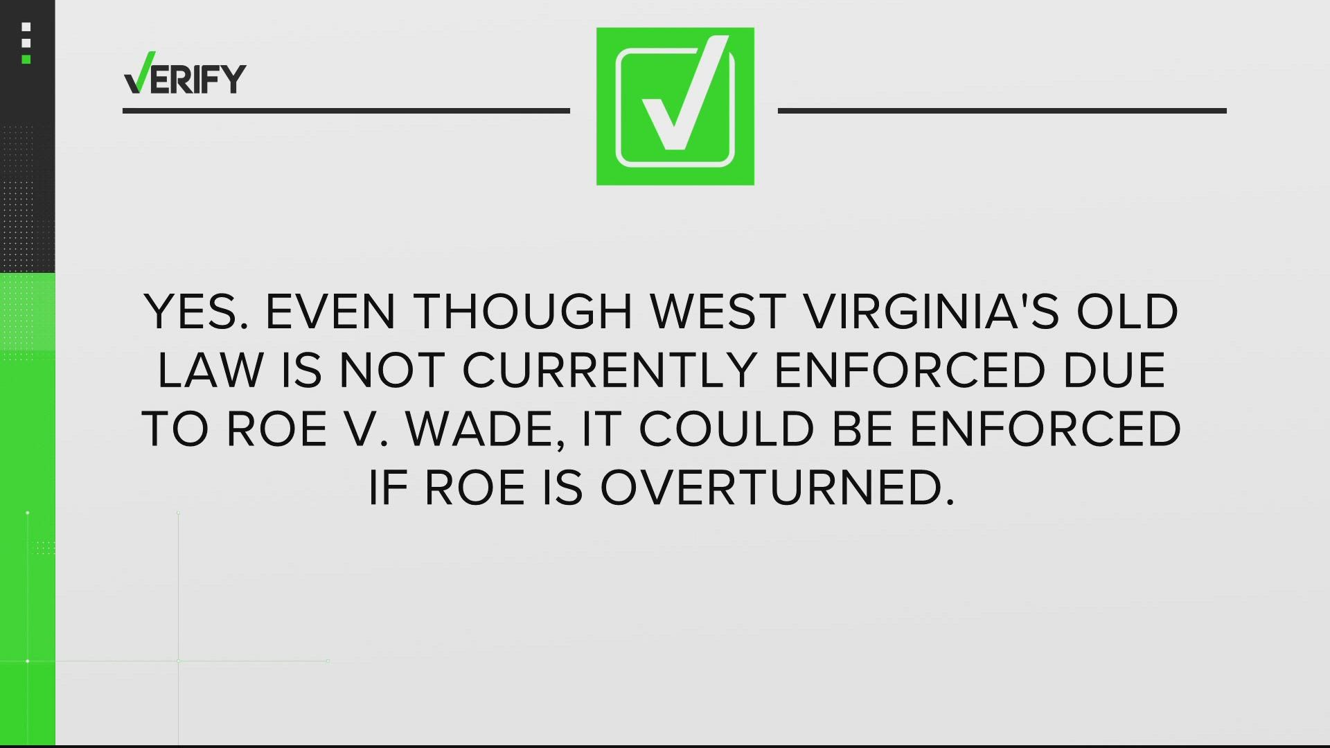 West Virginia has an abortion ban on the books from the 1840s which would go back into effect if Roe v. Wade is overturned.