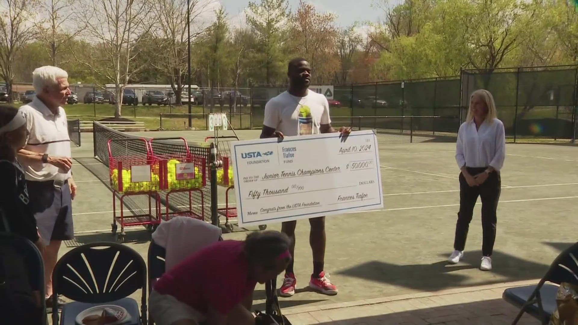 The 26-year-old donated $50K to the junior tennis championship center, where he began lessons at four years old.