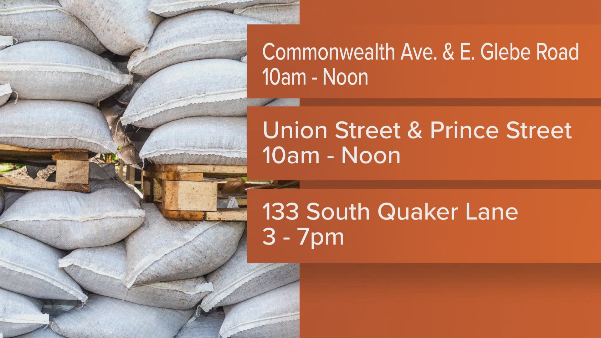 Sandbags will be available for pick up in low lying areas of the DMV on Wednesday.