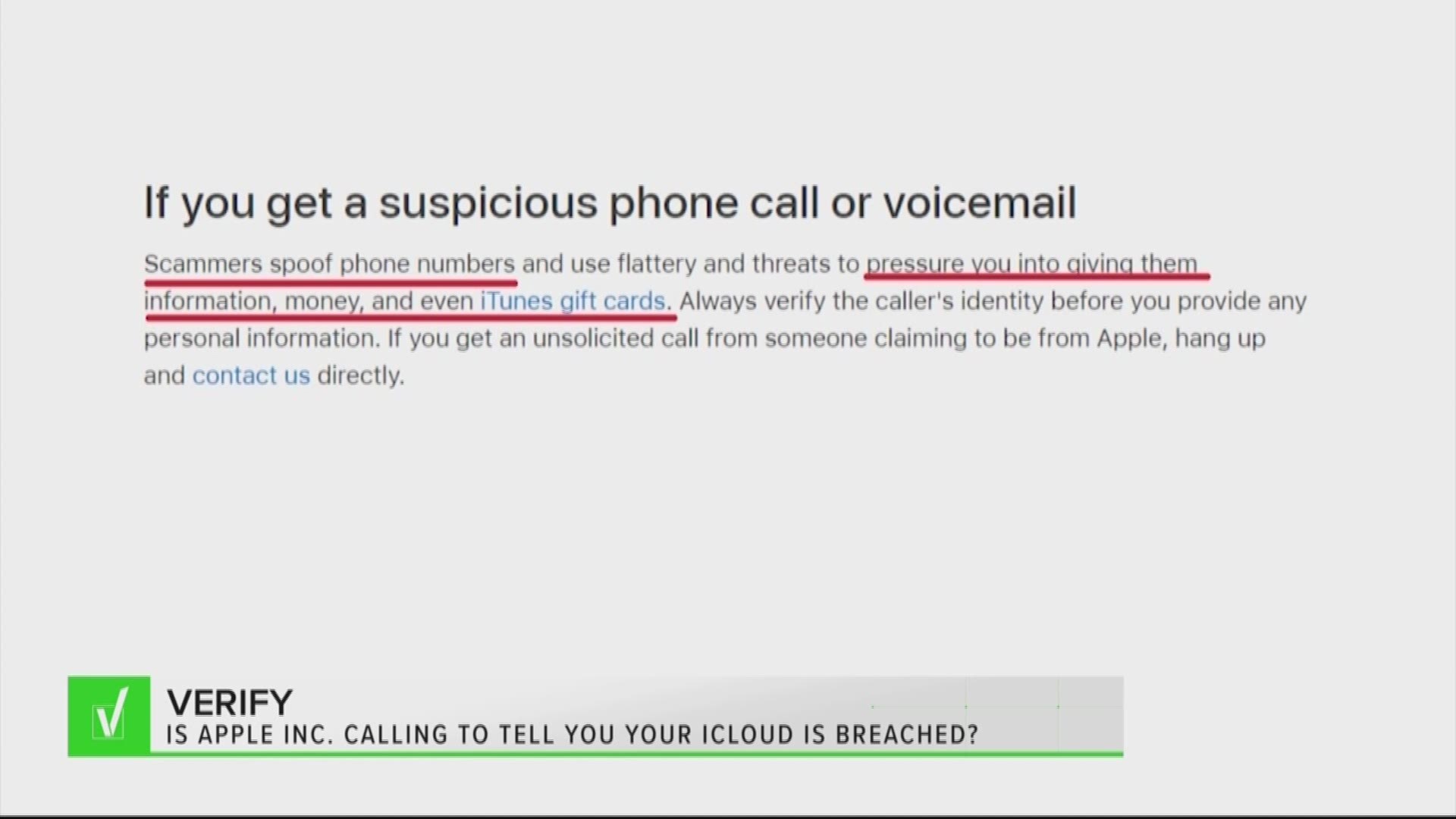 phone call saying apple security breach