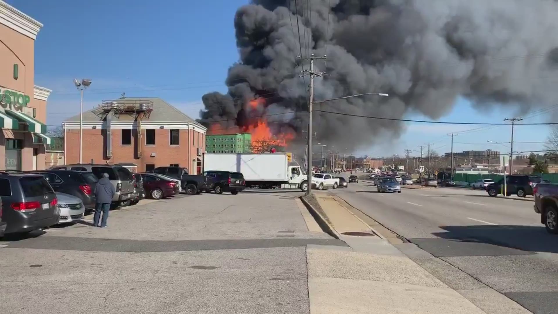 No firefighter or civilian injuries have been reported in the fire of the five-story building.