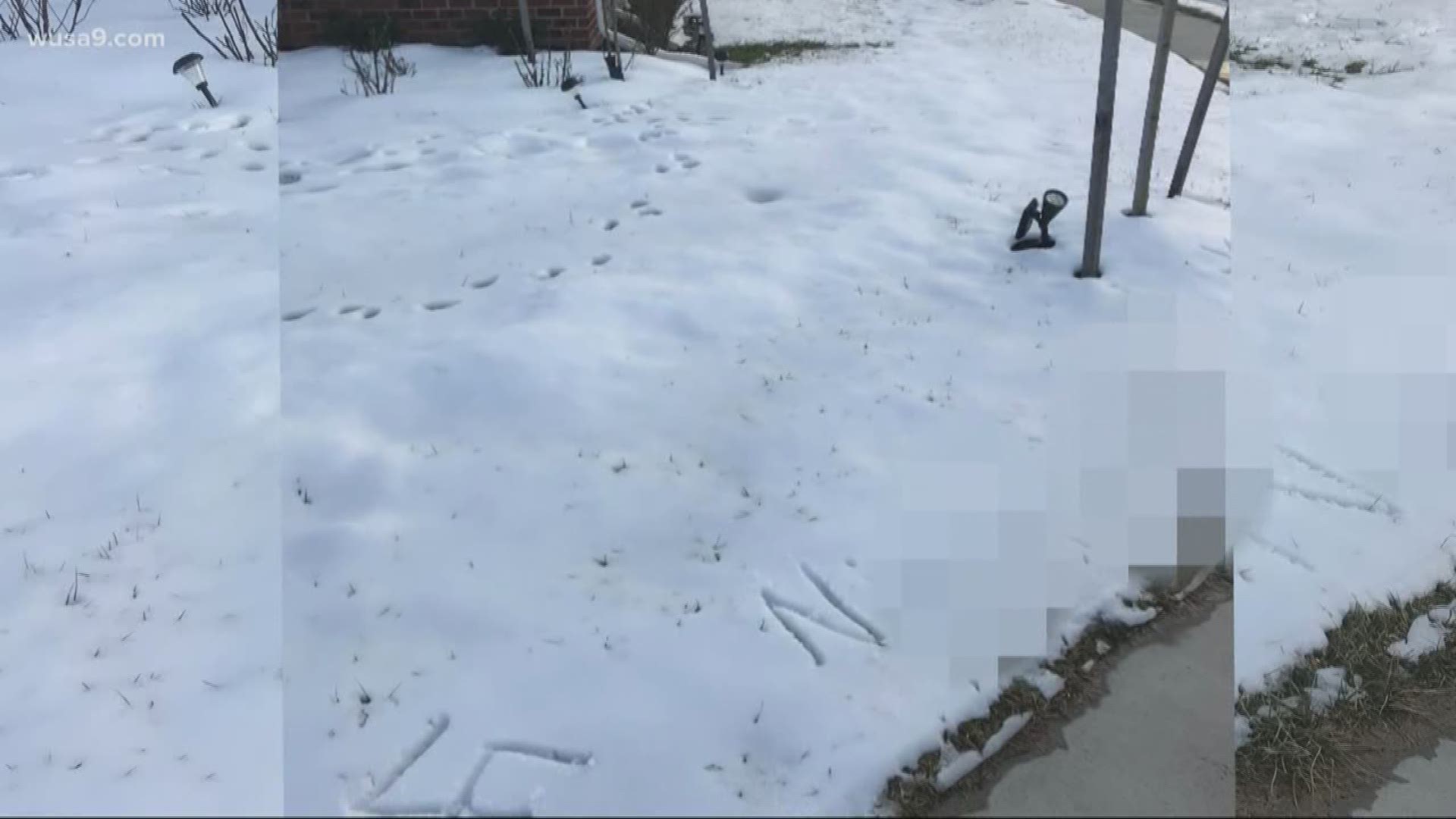 An African American family in Loudoun County is distraught over hateful, racist  messages left in the snow. A swastika and the N-word was written in huge letters next to their house.