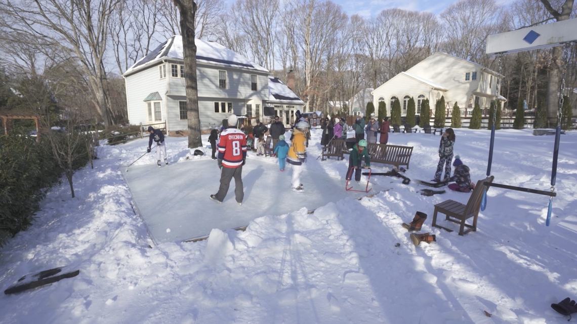 A father’s backyard ice rink unites Maryland neighborhood during cold weather