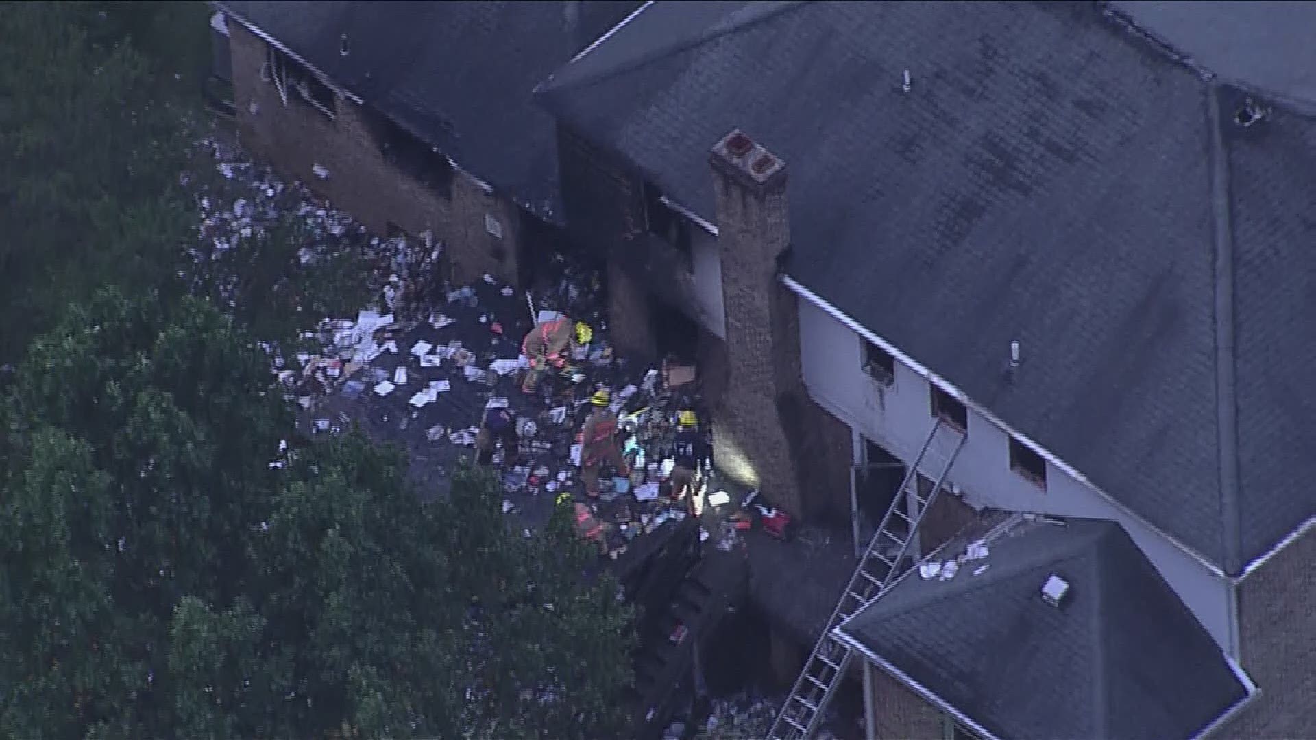 Crews were seen at the scene of a home that caught fire in Potomac Monday morning.