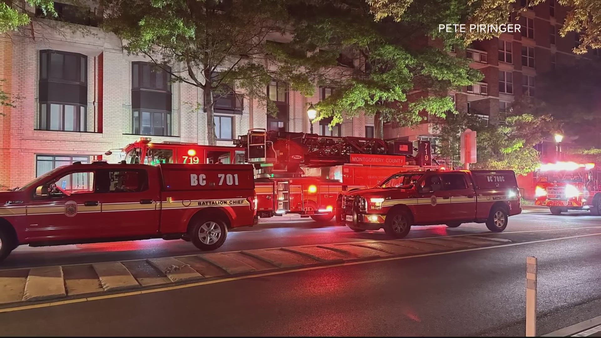 Investigators say this fire at the Alexander House apartment complex in Silver Spring started under the seat of a motorized wheelchair.