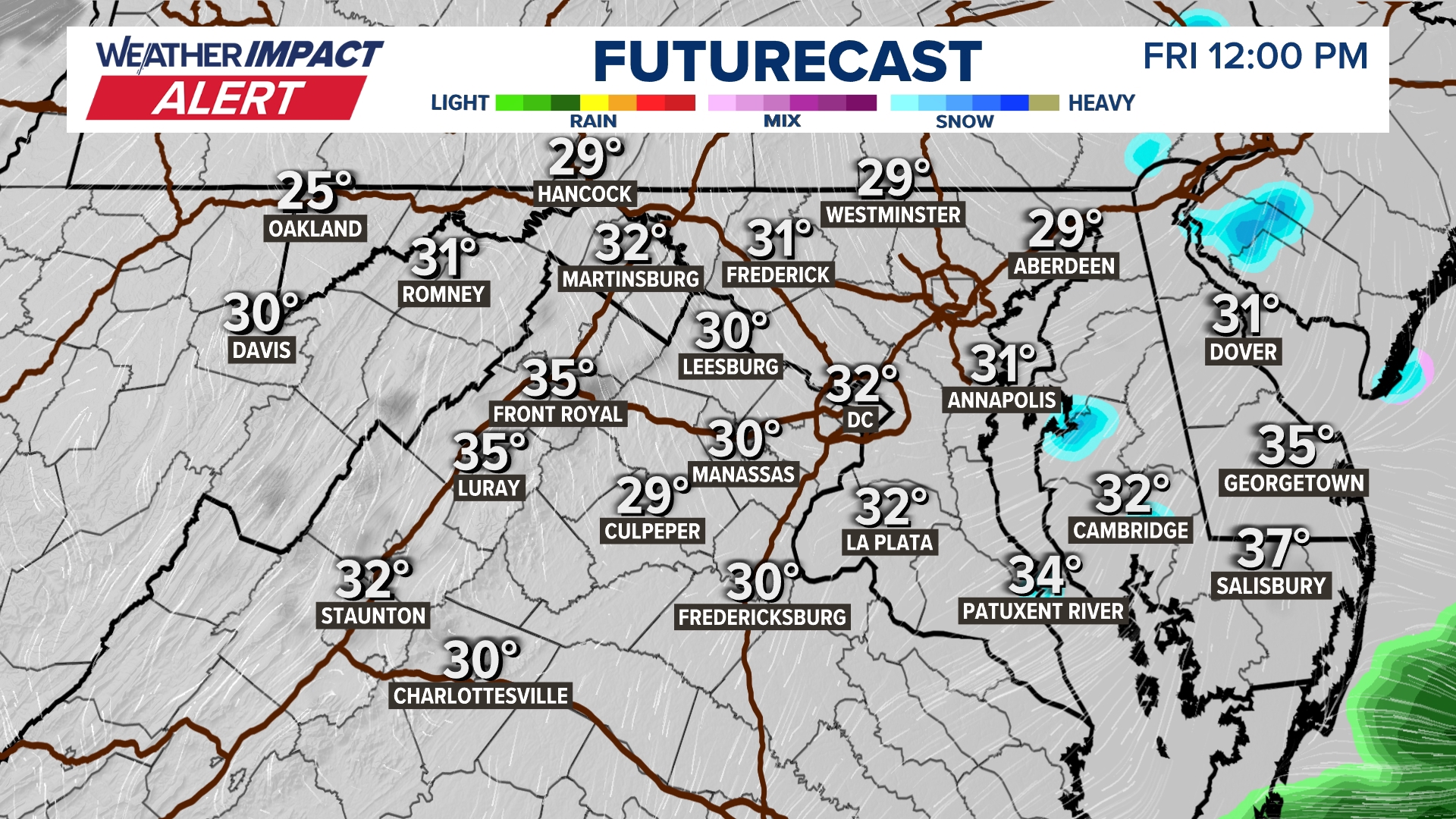 Weather Impact Alert: Light snow and flurries falling across parts of ...