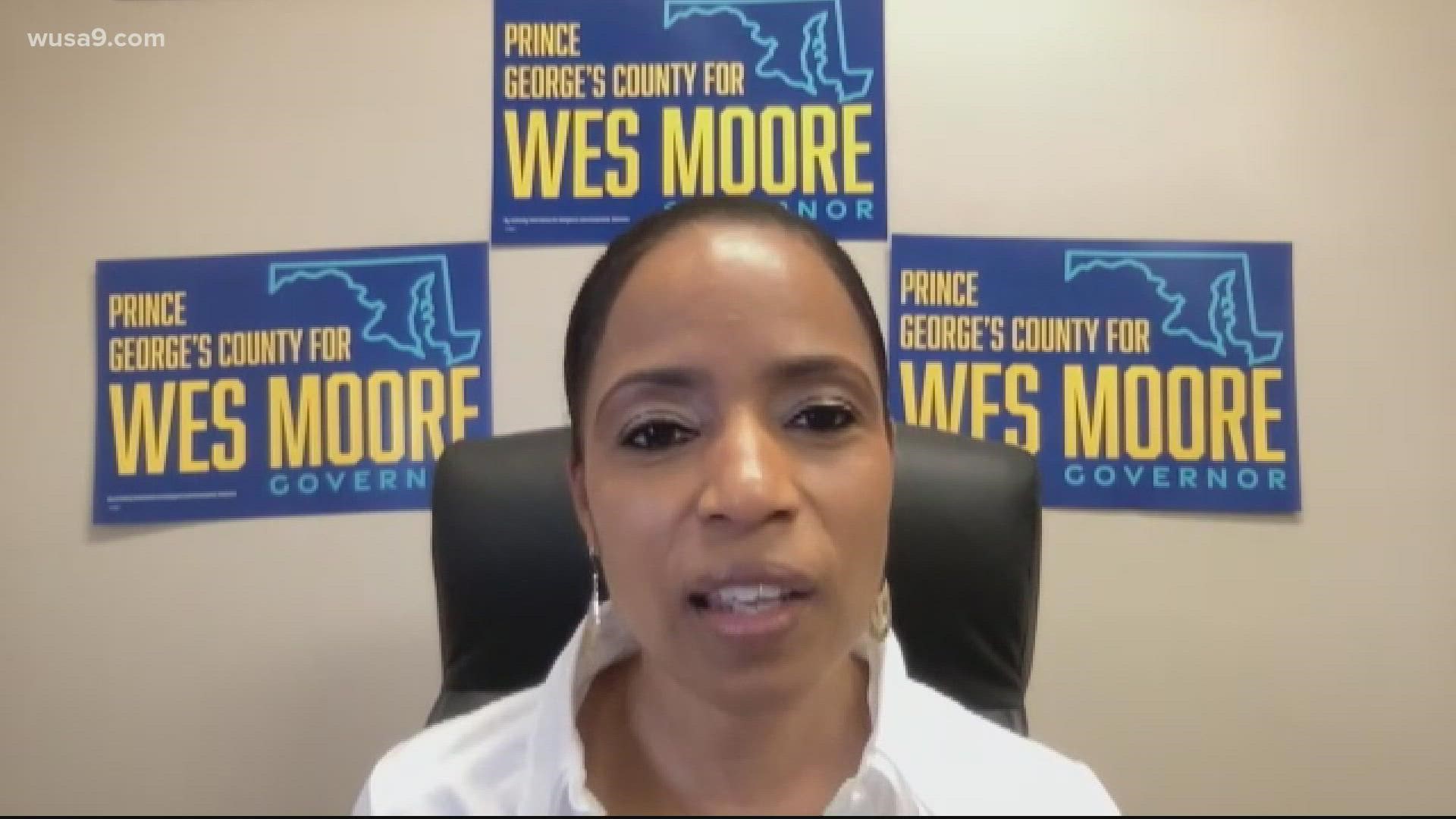 Angela Alsobrooks spoke to WUSA9 exclusively about why she endorsed Democrat Wes Moore. The endorsement is a blow to former PG County Executive Rushern Baker.