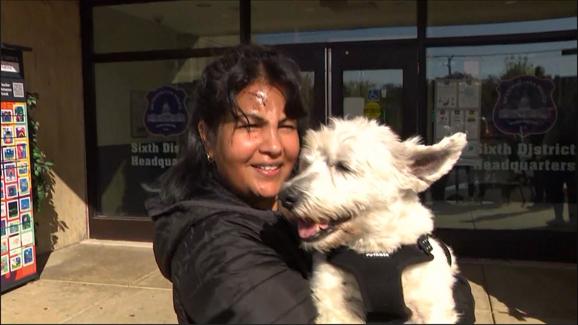 Three days after a violent attack in Northeast D.C. where a woman had her dog ripped from her arms, the victim and her nearly 14-year-old pup were reunited.