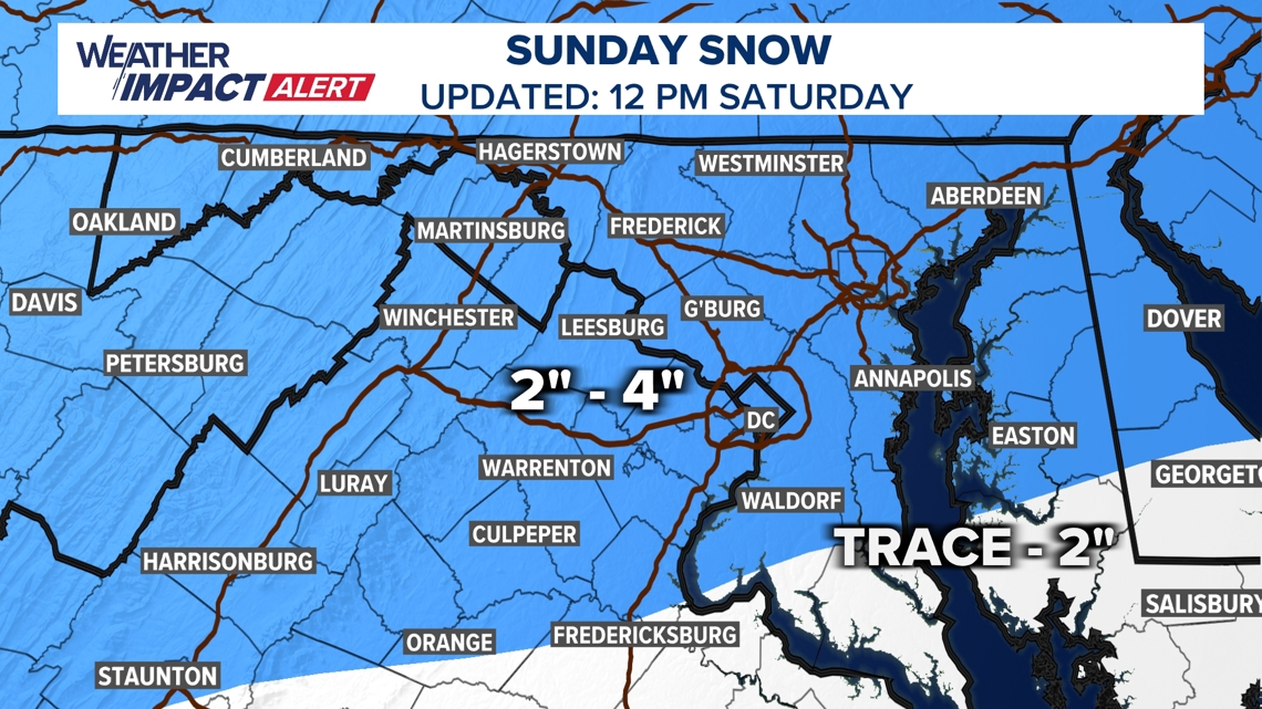 Timeline: When snow could arrive Sunday in the DMV | wusa9.com