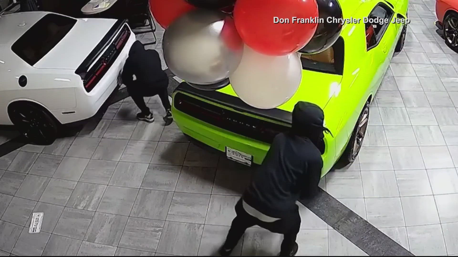 Thieves broke into a dealership in Somerset, Kentucky. They climbed inside brand new Dodge Challenger Hellcats and drove them off the showroom lot.