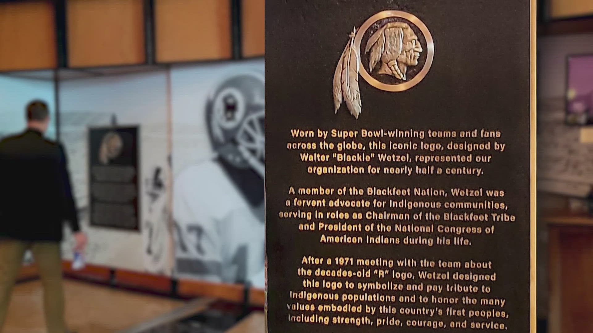 The Commanders' former Native American logo is once again on display at the team's stadium, which may help clear a major hurdle for the new stadium on the RFK site.