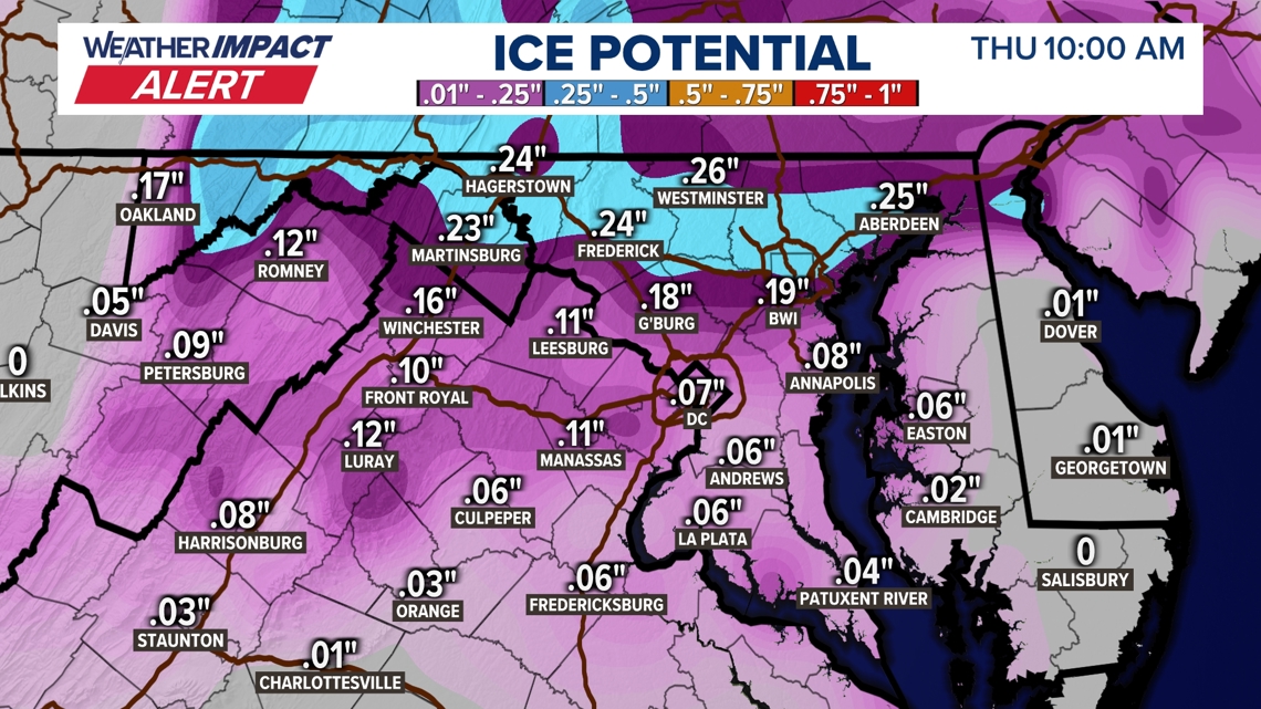 Weather Impact Alert: Ice and rain to start Thursday