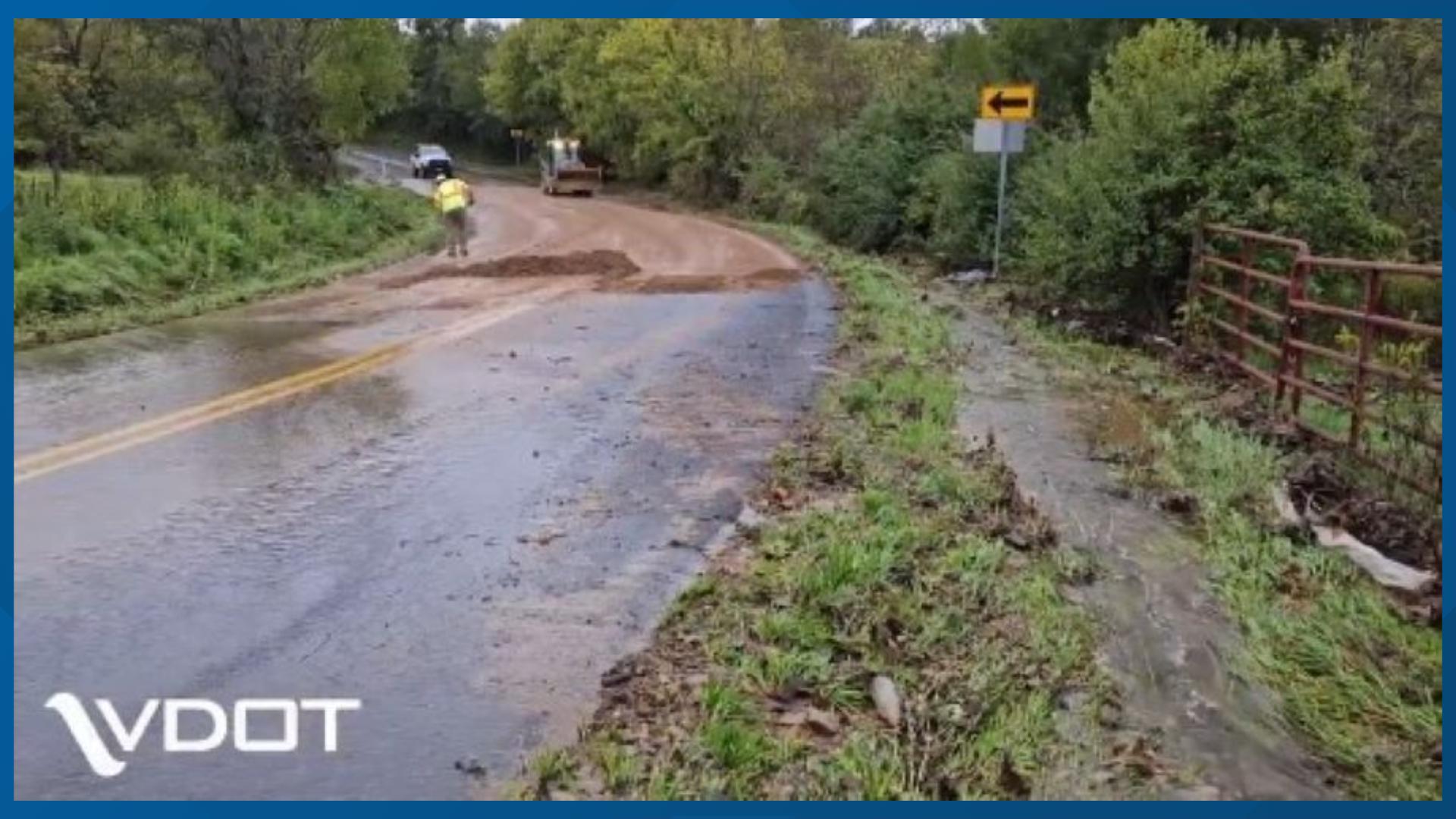 VDOT crews cleaning and repairing Route 648 in Augusta
County.