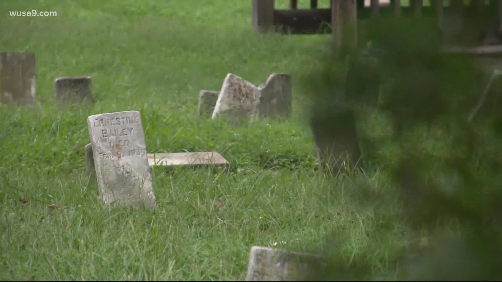 The Douglas Cemetery in Old Town Alexandria is in the flood zone where Ida is heading: neighbors are worried the already swampy gravesites could be further damaged.