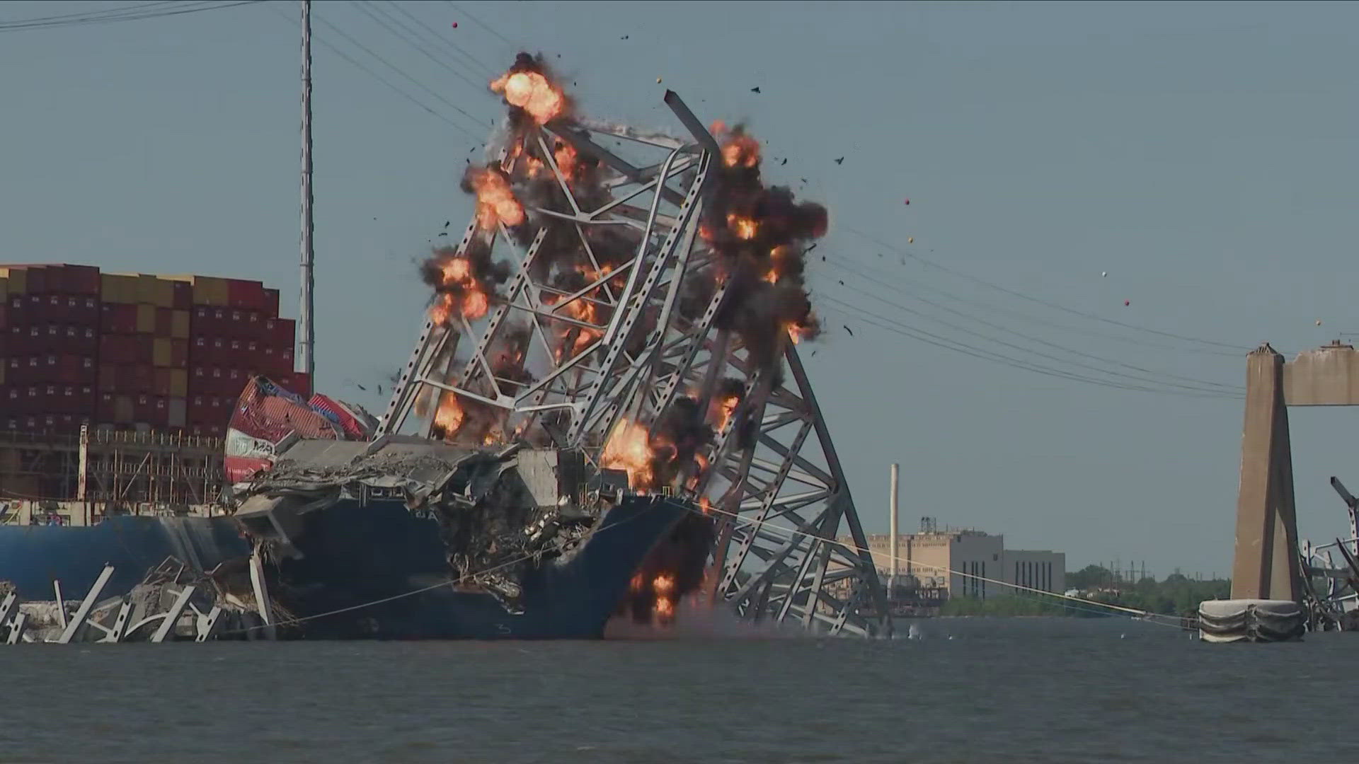 The planned demolition at the Baltimore Key Bridge collapse site.