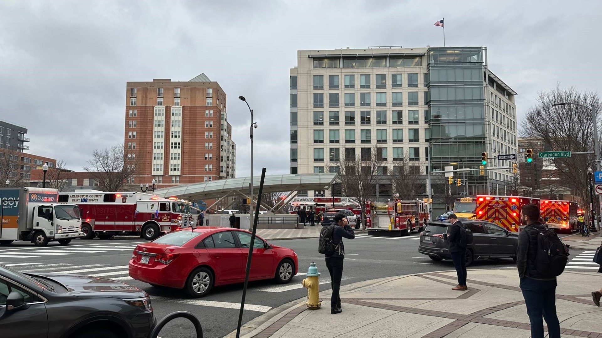 The Clarendon Metro station was briefly evacuated Tuesday morning due to a report of smoke on the platform.