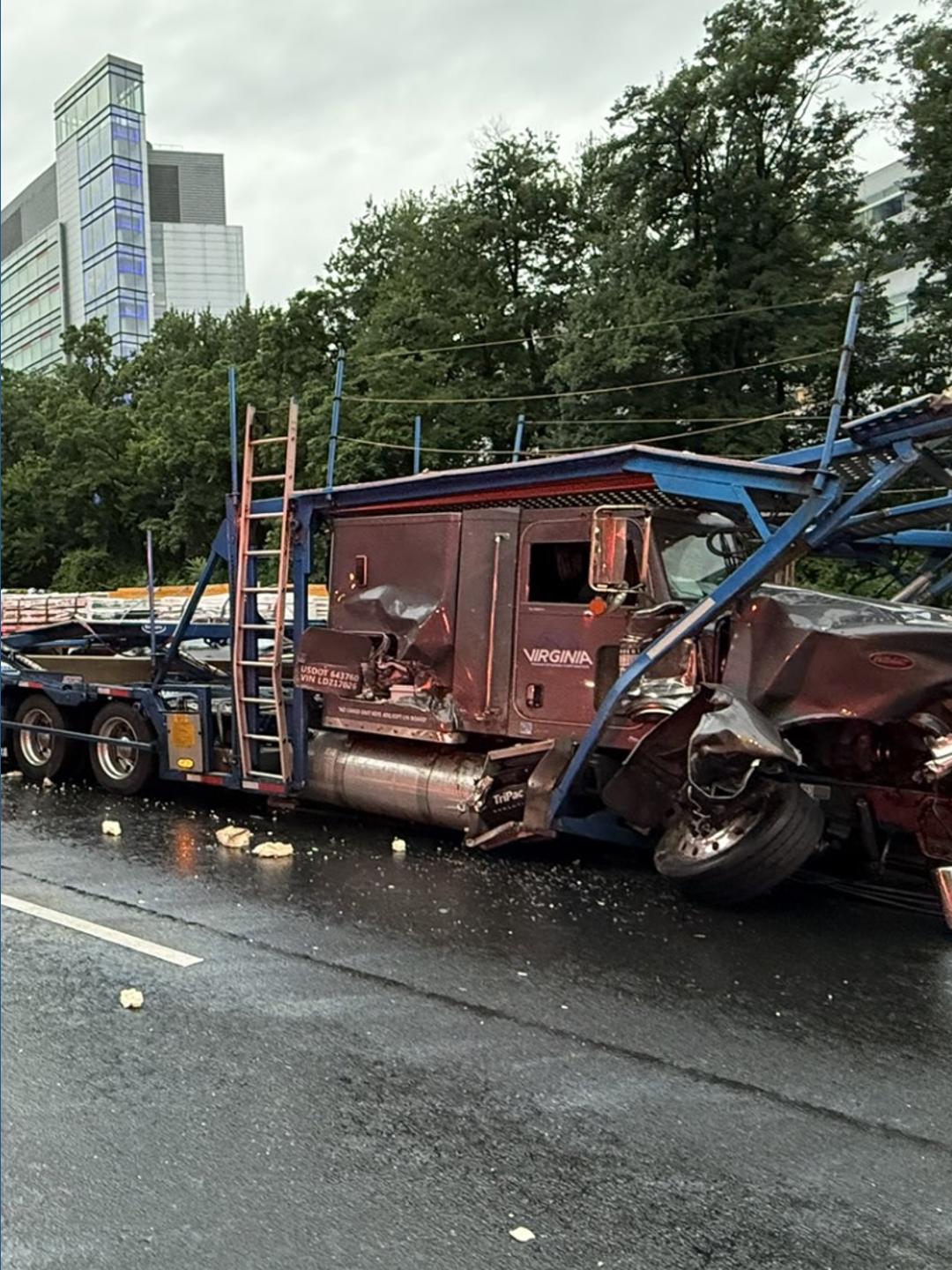 I-495 inner loop back open after 2 tractor trailers jackknife | wusa9.com