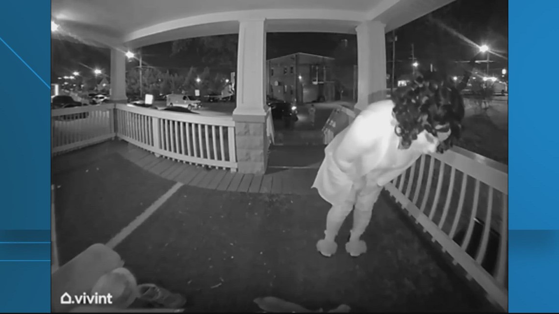 Video captures woman stealing dog from front porch in Maryland