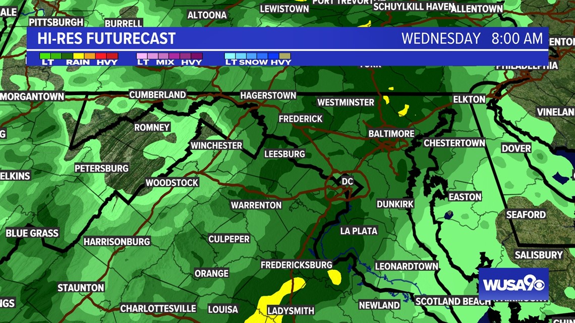Time line for wind, rain Wednesday in the DMV | wusa9.com