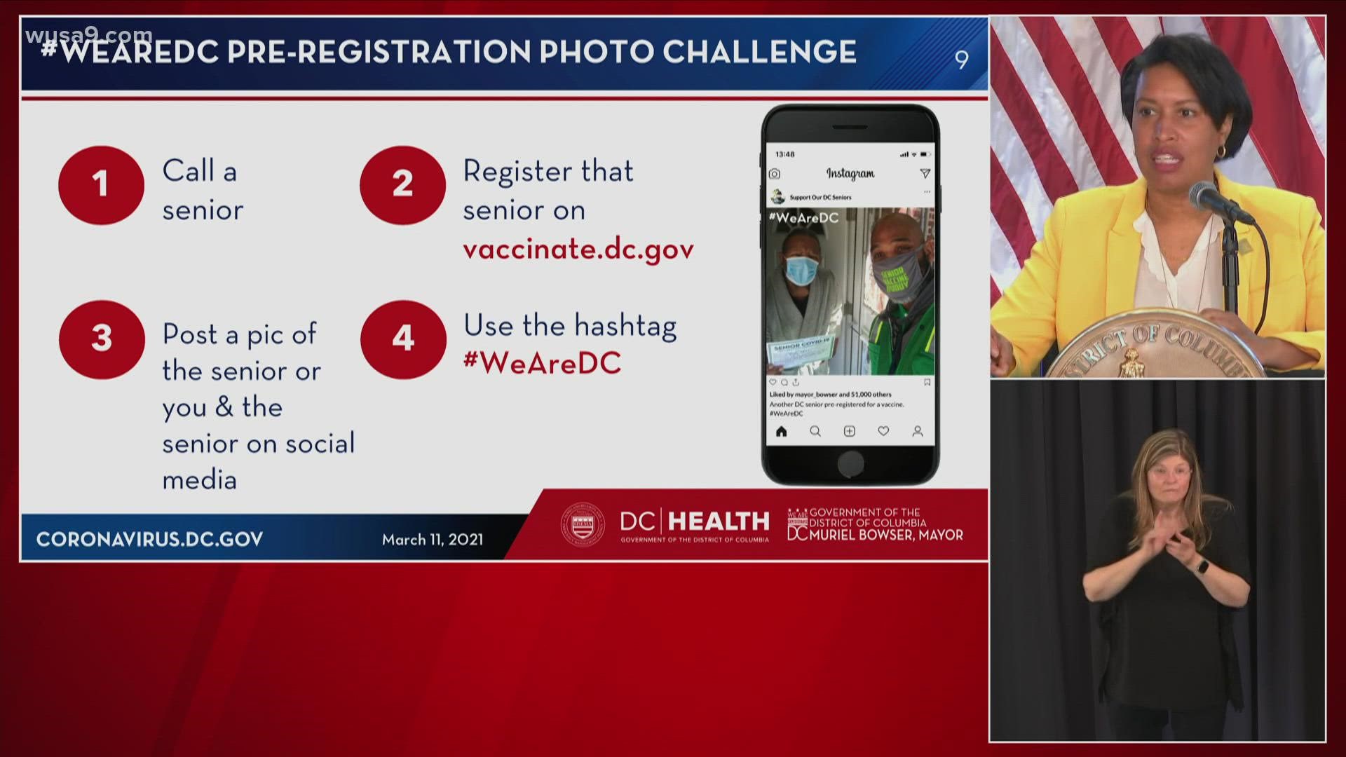 D.C. Mayor Muriel Bowser gives updates on coronavirus cases, vaccinations and parking enforcment.
