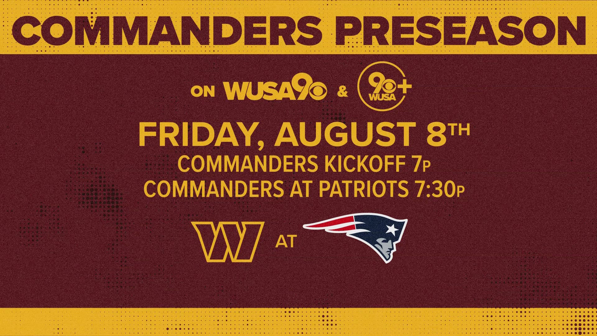 The game will air on WUSA9 and stream for free on WUSA9+. 