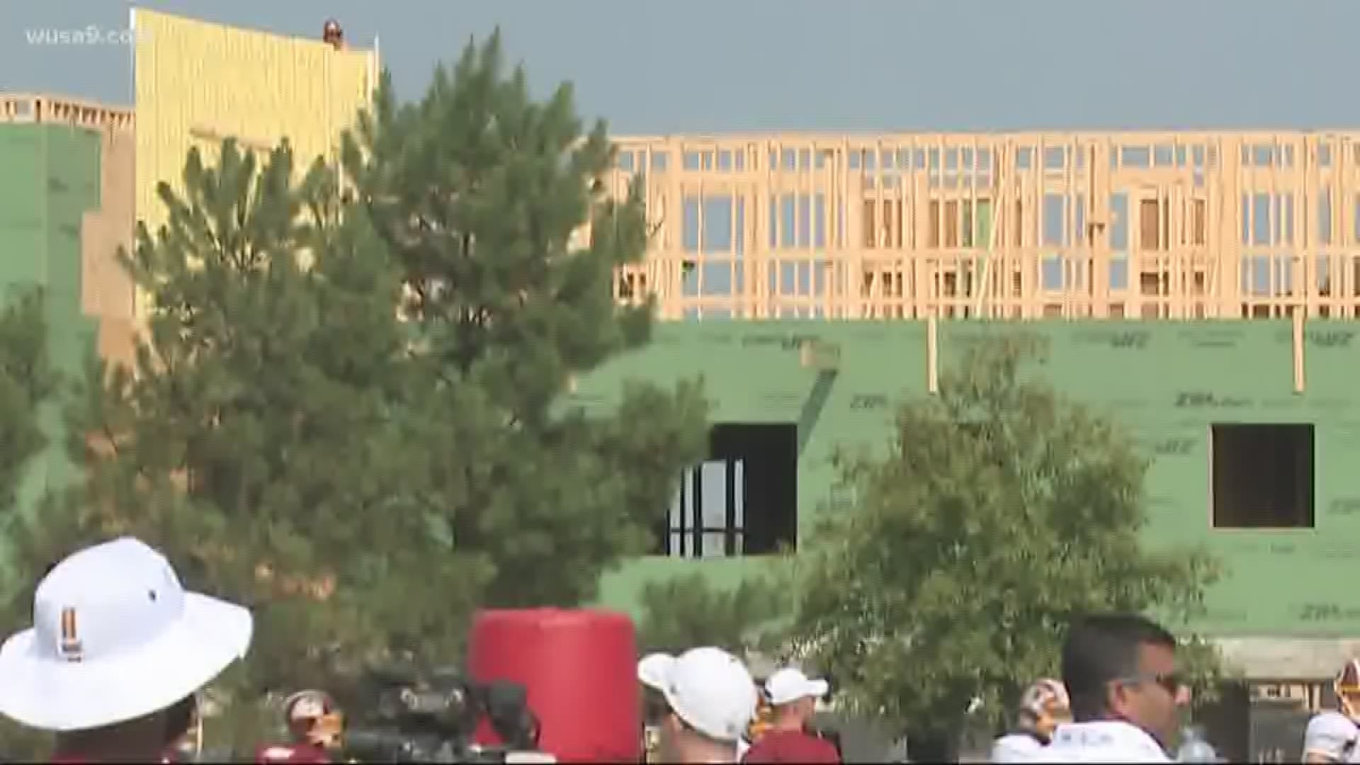 A construction site near the Redskins training facility had a Dallas Cowboys flag flying briefly.