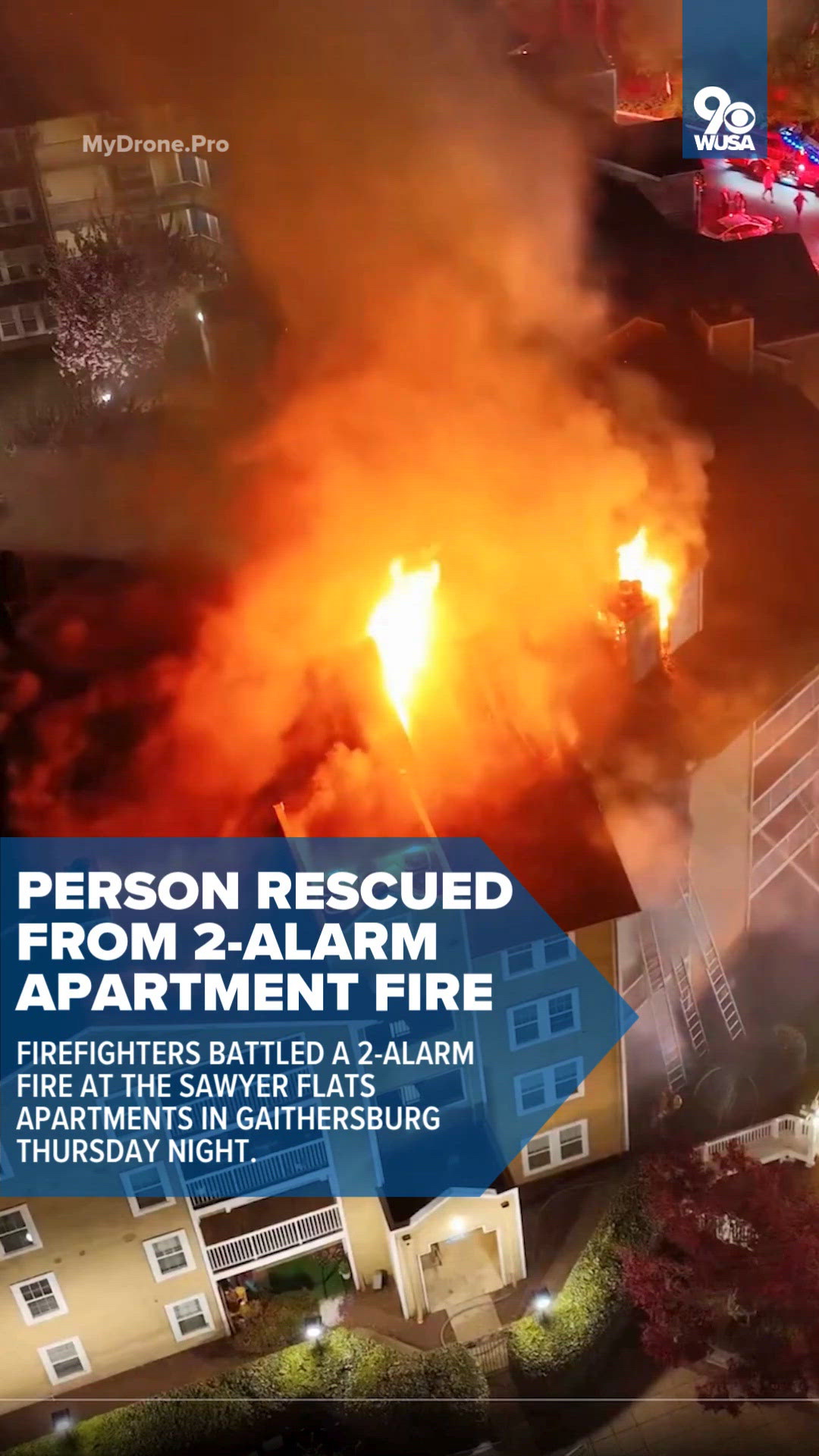 Firefighters rescue person from top floor of apartment during 2-alarm ...