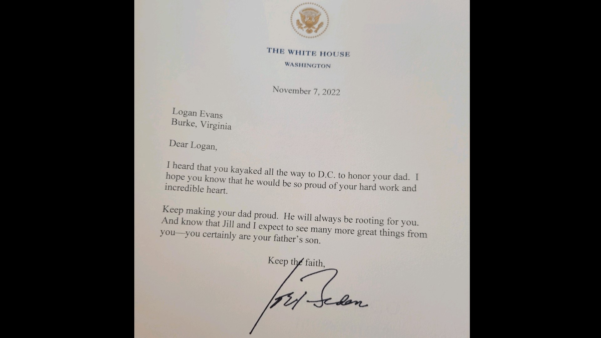 President Biden Writes Letter To Boy Featured In WUSA9 Report | Wusa9.com