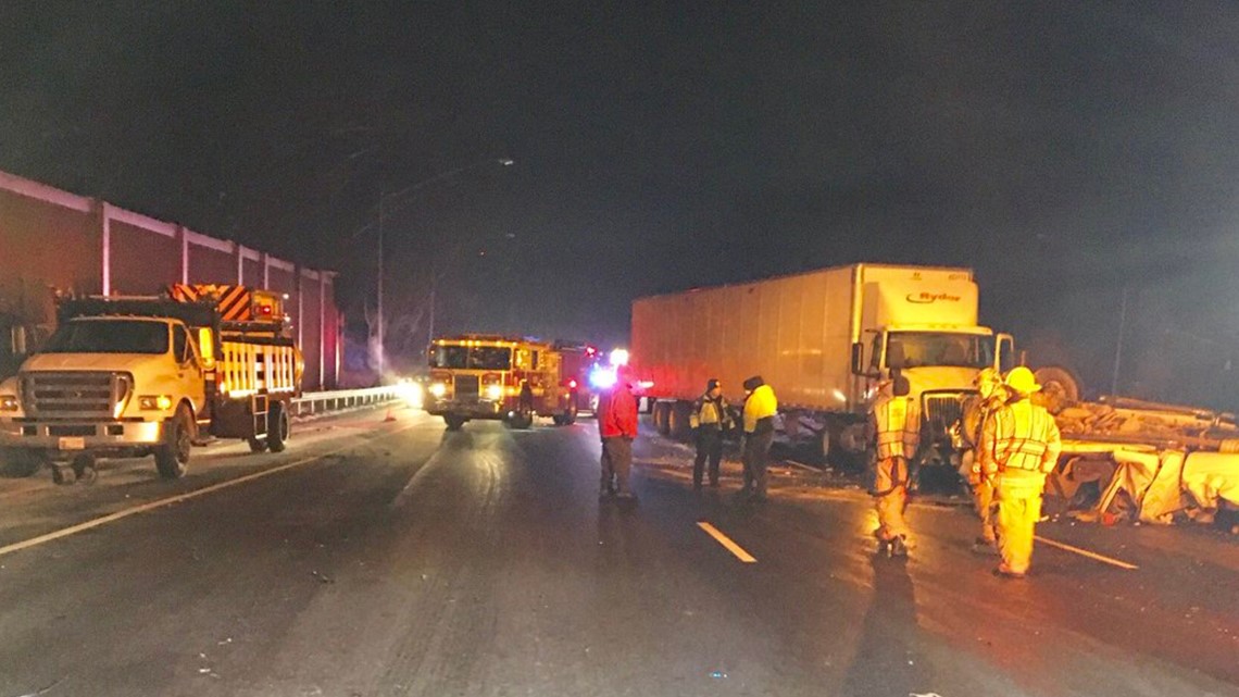 Crash involving 2 tractor trailers, overturned pickup truck caused ...
