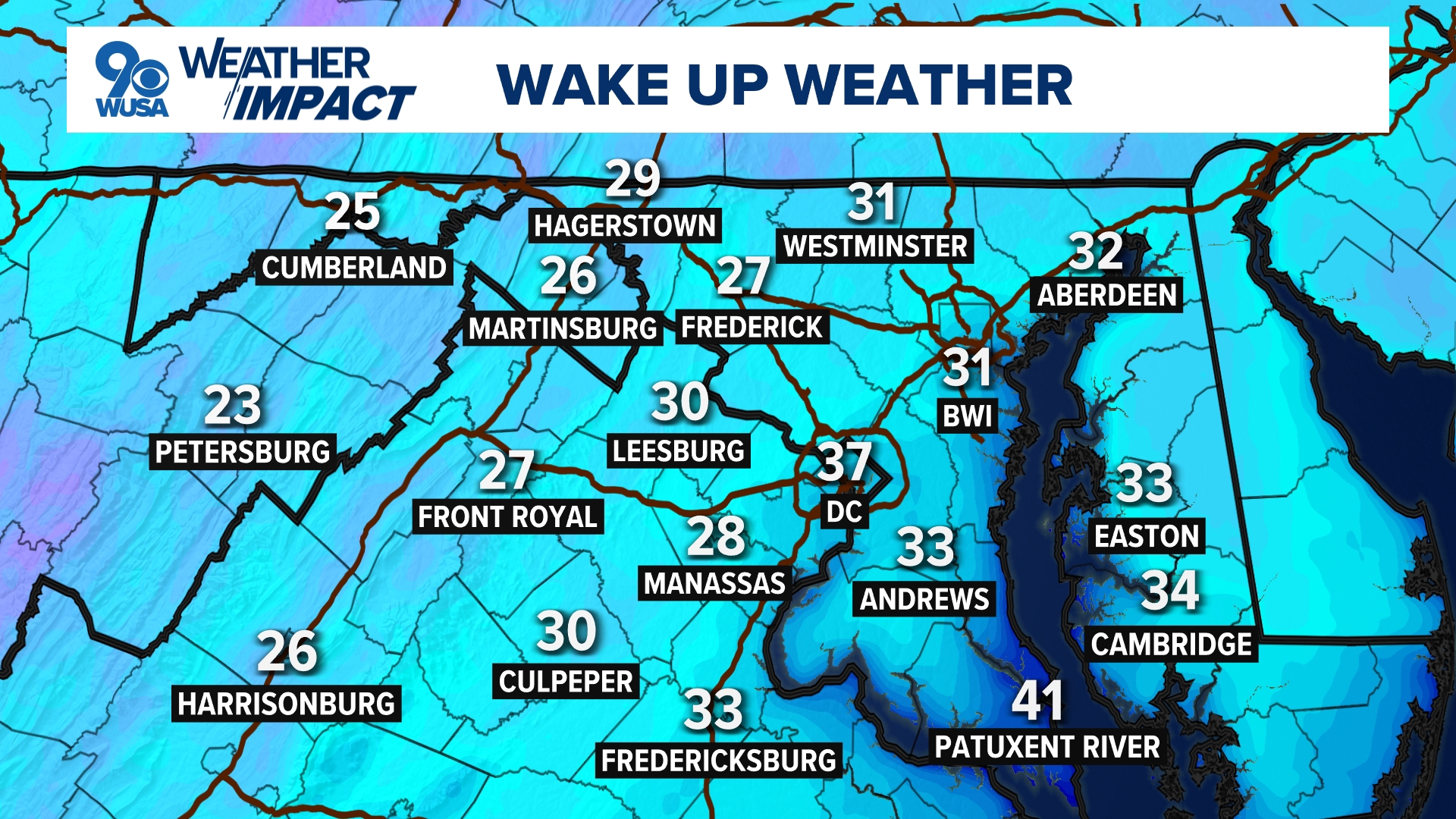 Temperatures will fall back into the 30s and even 20s overnight.