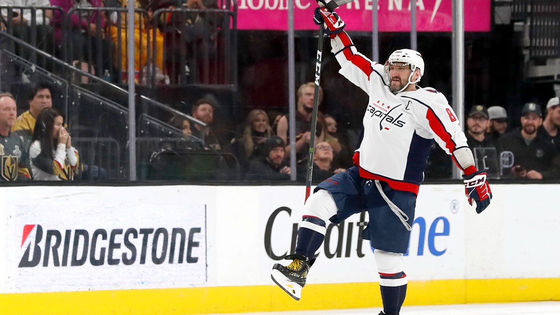 Alex Ovechkin scores fourth goal of the night, celebrates with