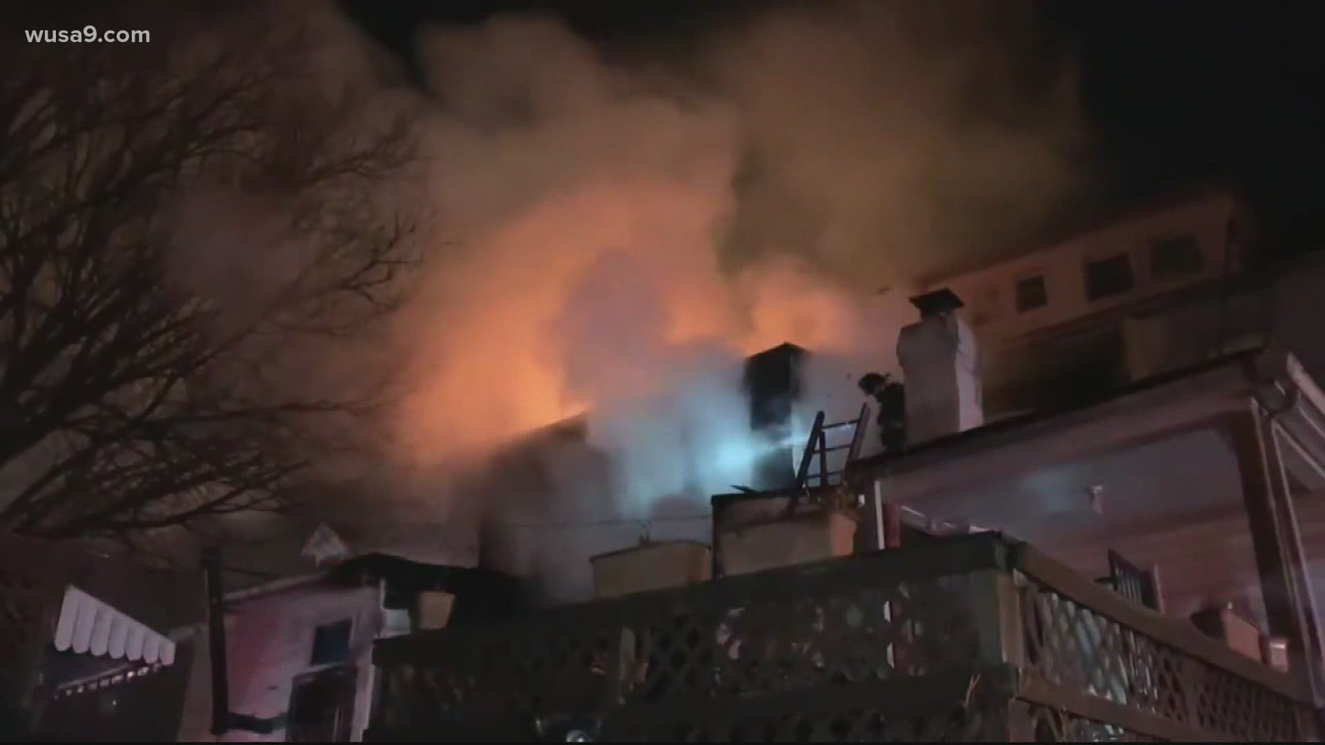 The fire happened at a 2-story row house located in the 4200 block of 8th Street around 3 a.m., officials say.