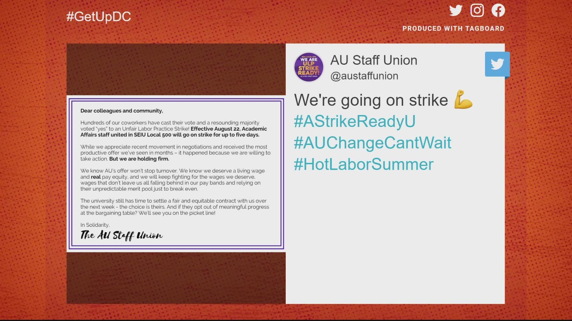 American University Staff union to go on strike starting Monday over ...