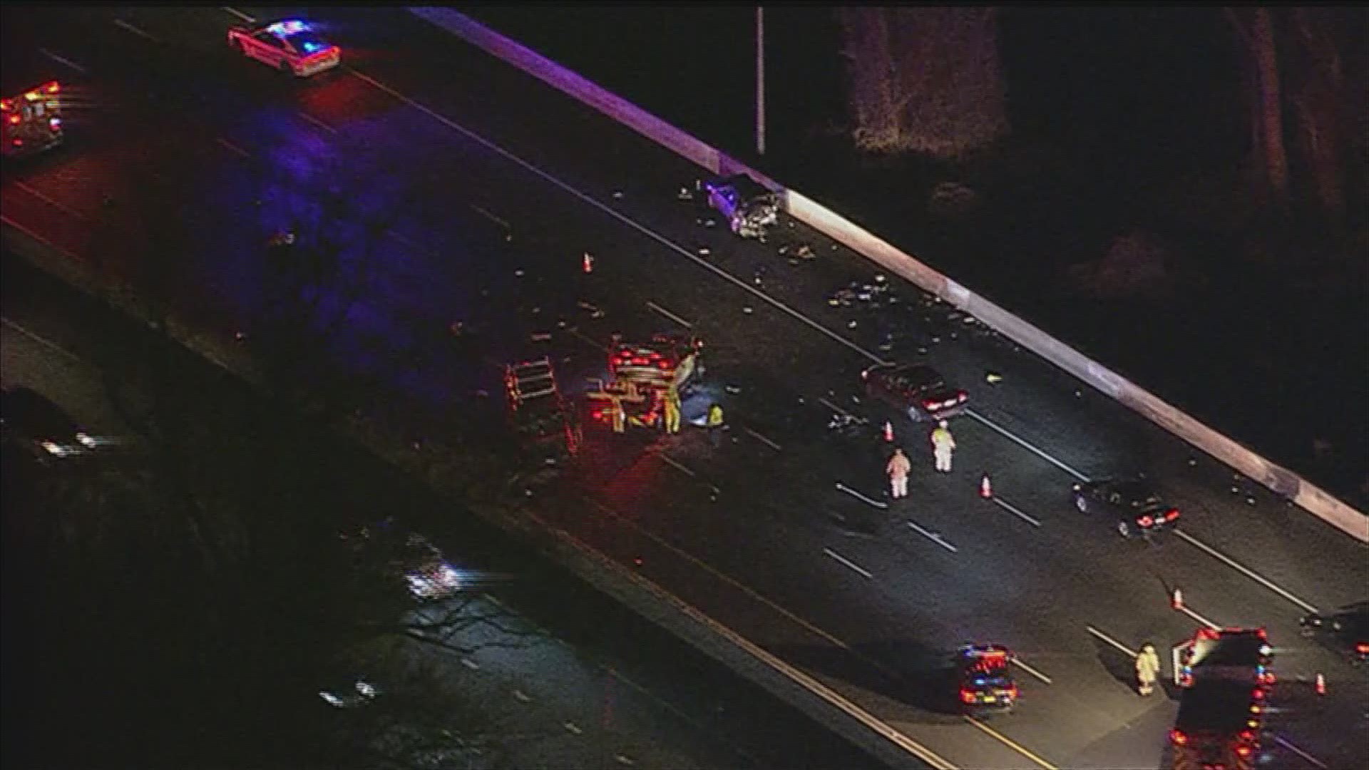 Several cars including a box truck collided between Connecticut Avenue and Rockville Pike on I-495 Thursday morning.