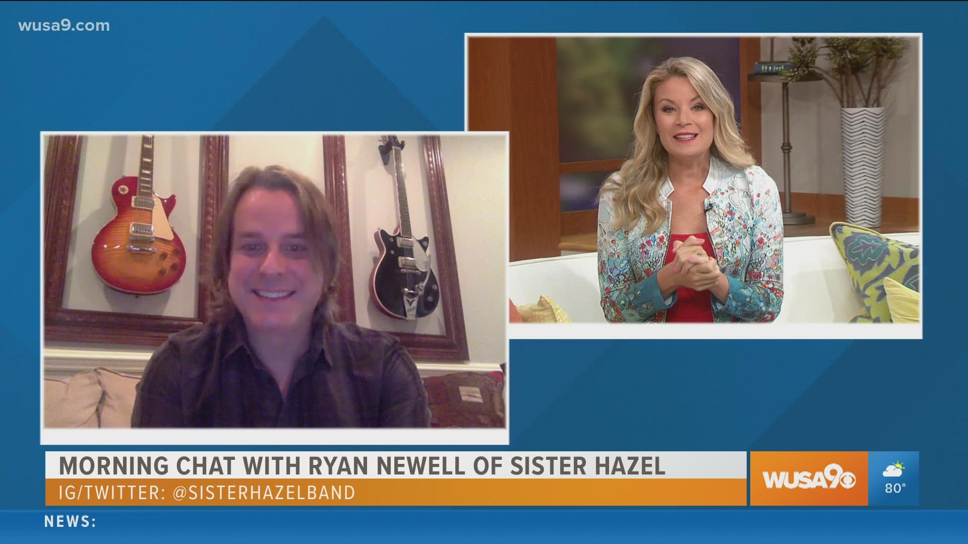 Kristen tallks to lead guitarist Ryan Newell of Sister Hazel about their latest music and the upcoming concert at Tally Ho Theater in Leesburg, Va.