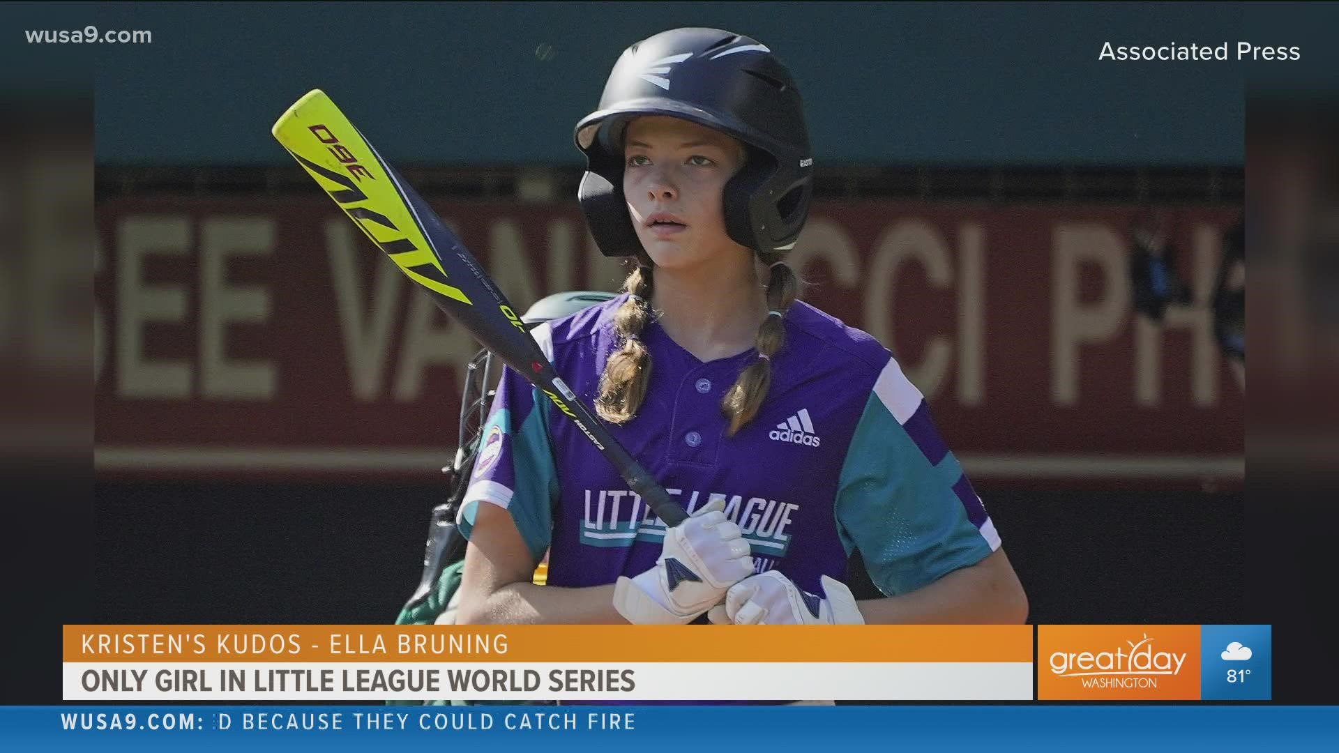 12-year old Ella Bruning is the only girl playing in the 2021 Little League World Series. Kristen's Kudos for August 26, 2021