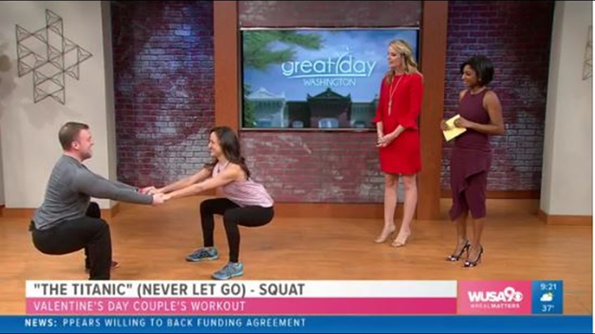 Personal trainers (and newly engaged couple) Kevin Mullins and Whitney Kling have a workout routine for you and your significant other sweat it out together. Kevin is the author of "Day by Day", a daily guide to fitness.