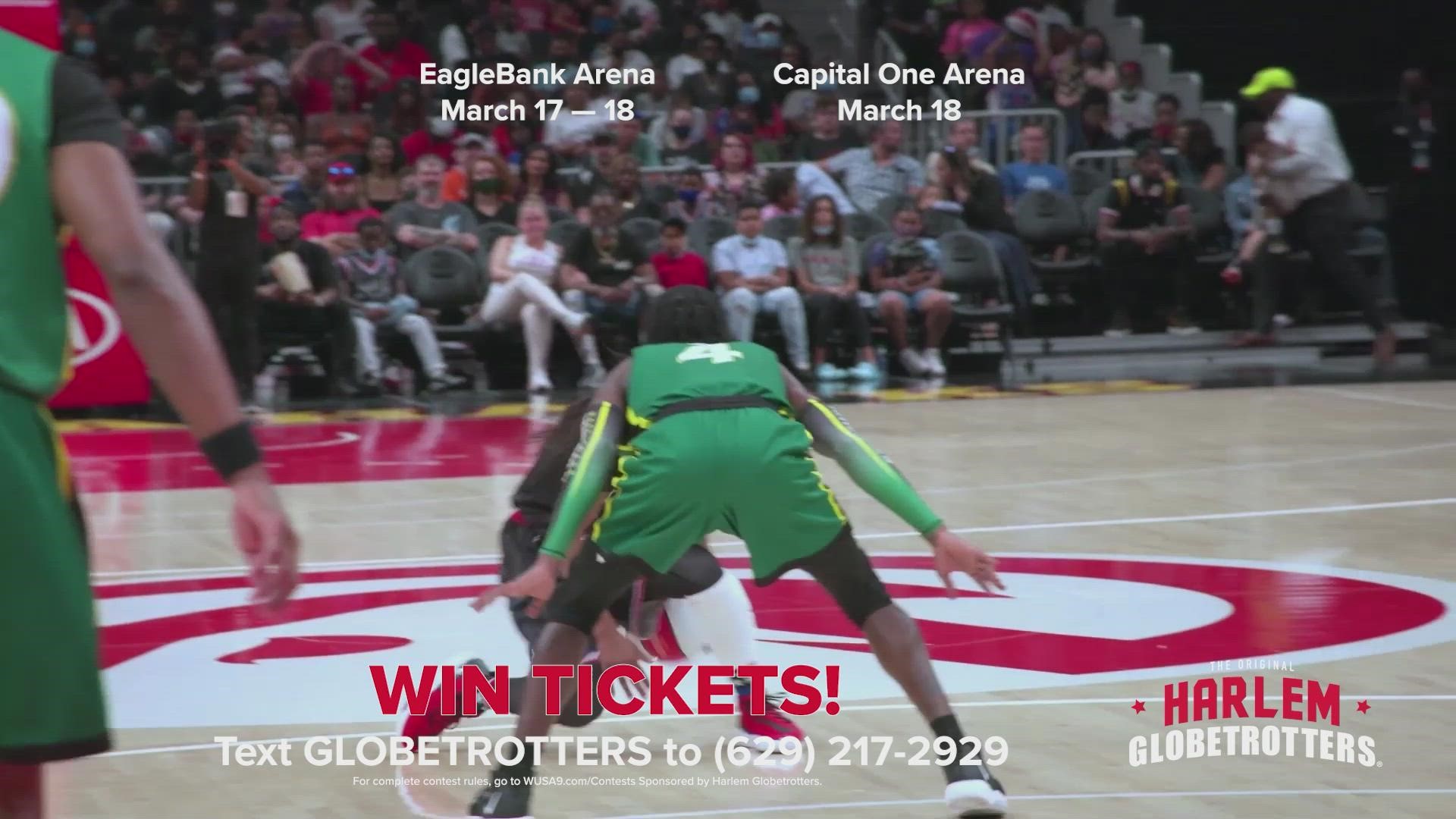 Subject to additional restrictions below, the “Text to Win Tickets to Harlem Globetrotters Giveaway" is open to legal U.S. residents 18 years and older.