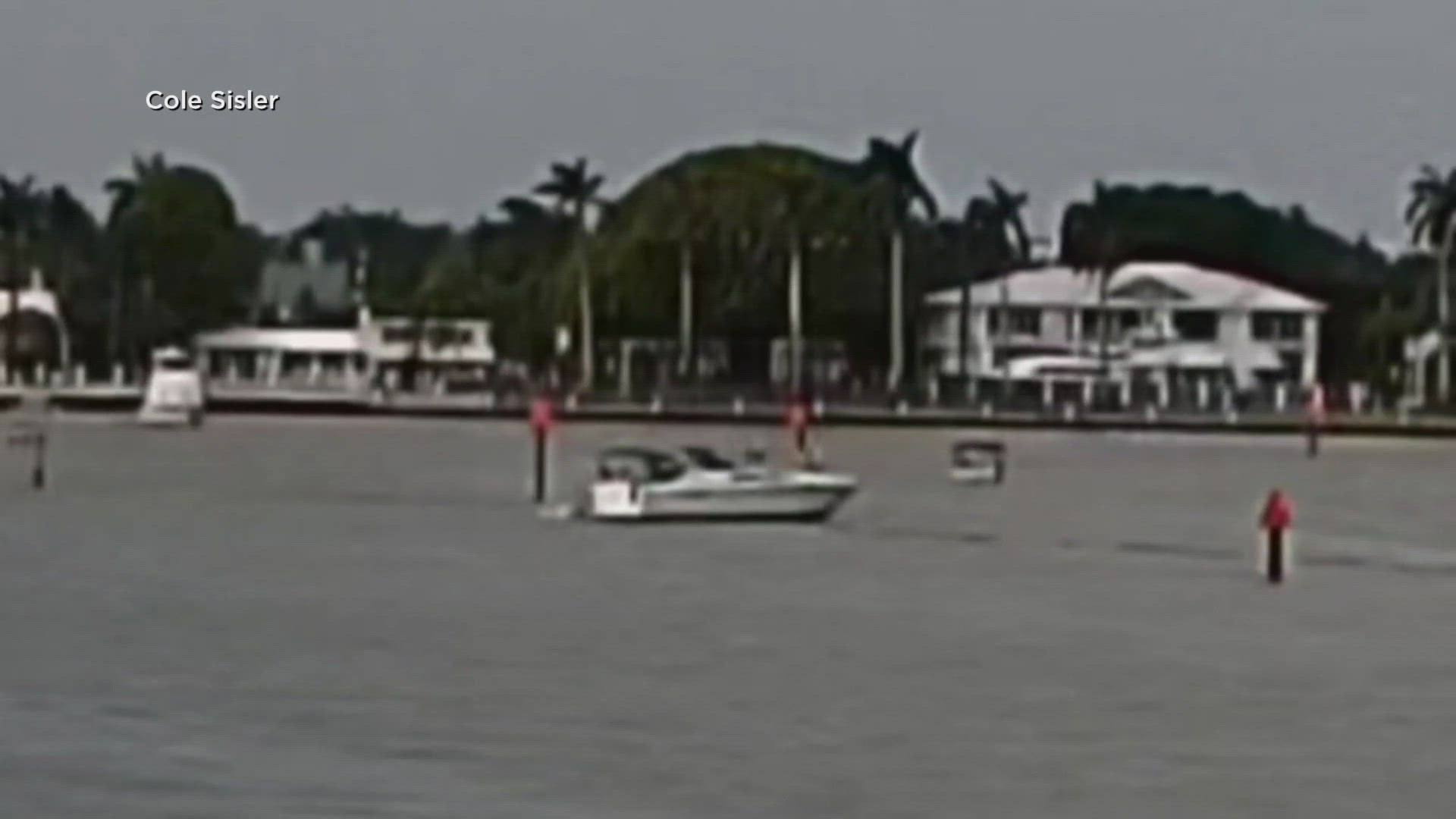 A boat explodes, bursts into flames, and sends the nearly dozen people on board flying into the water.