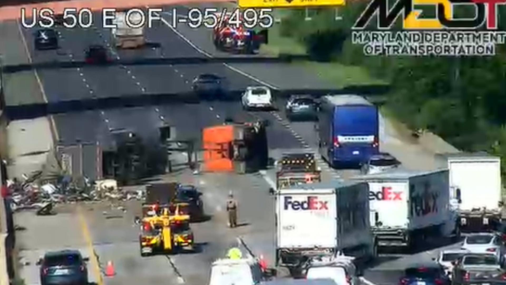 Traffic impact alert: US-50 lanes closed due to tractor trailer crash ...