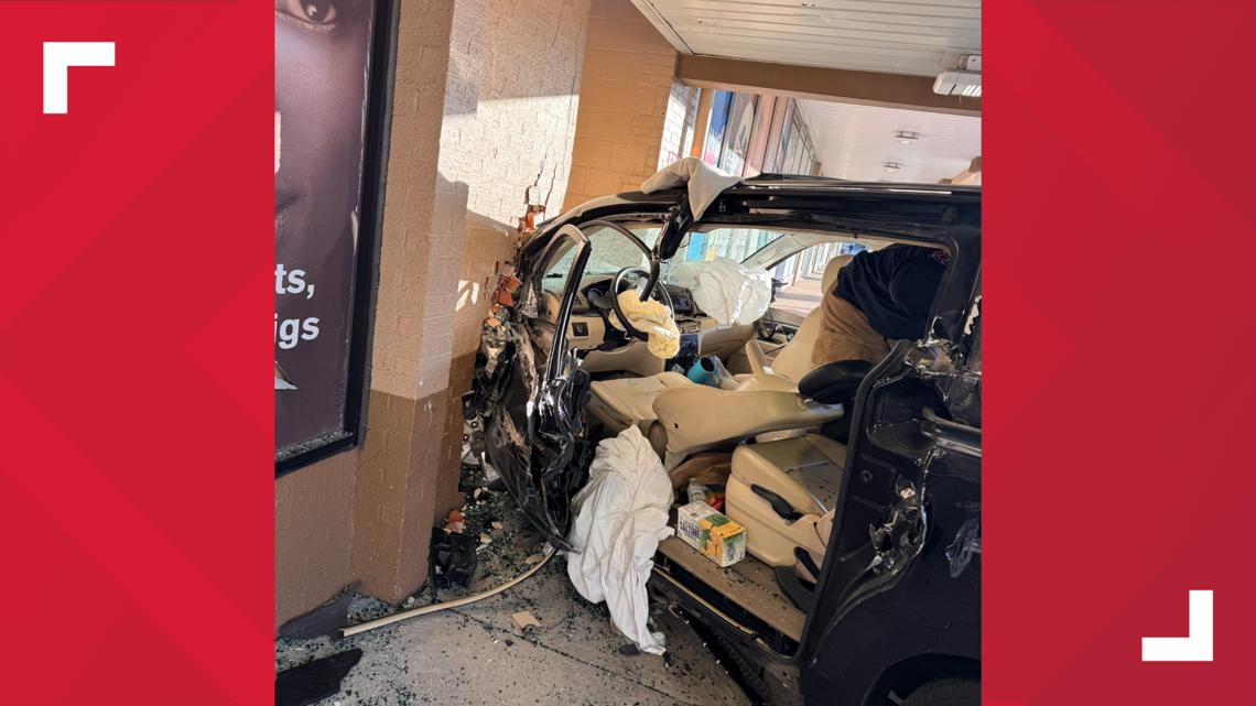 Minivan slams into beauty supply store at Northgate Shopping Center