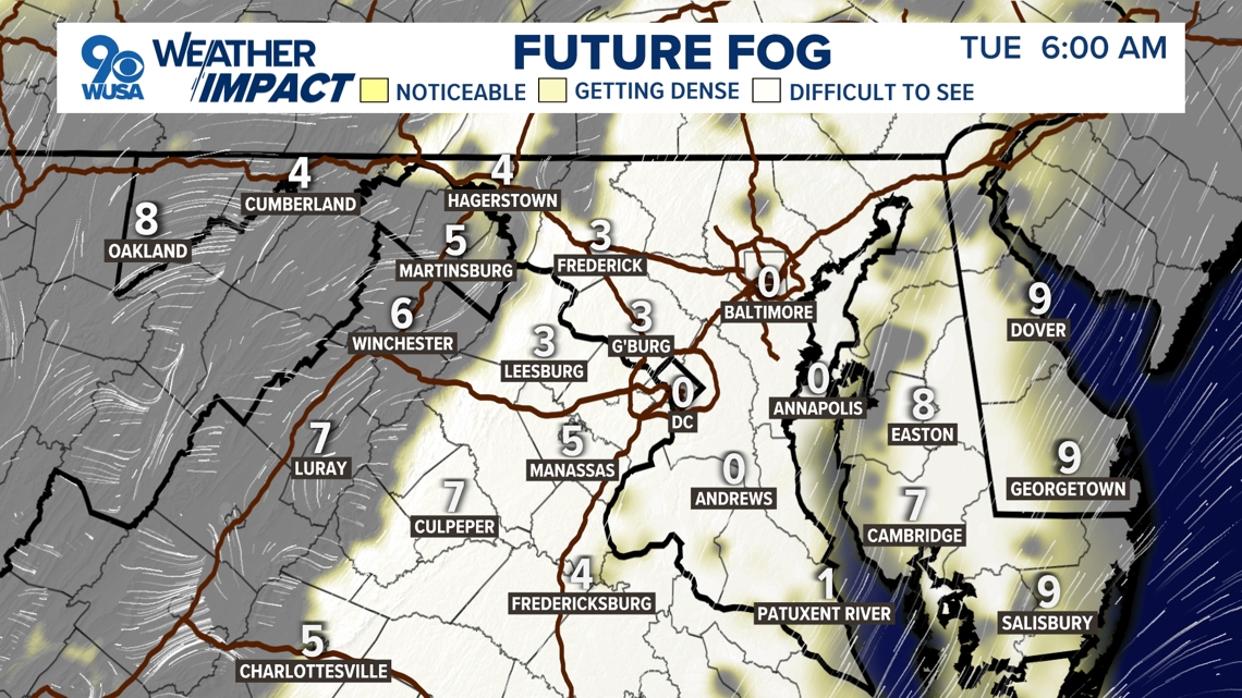DC Forecast | Locally dense fog Tuesday morning