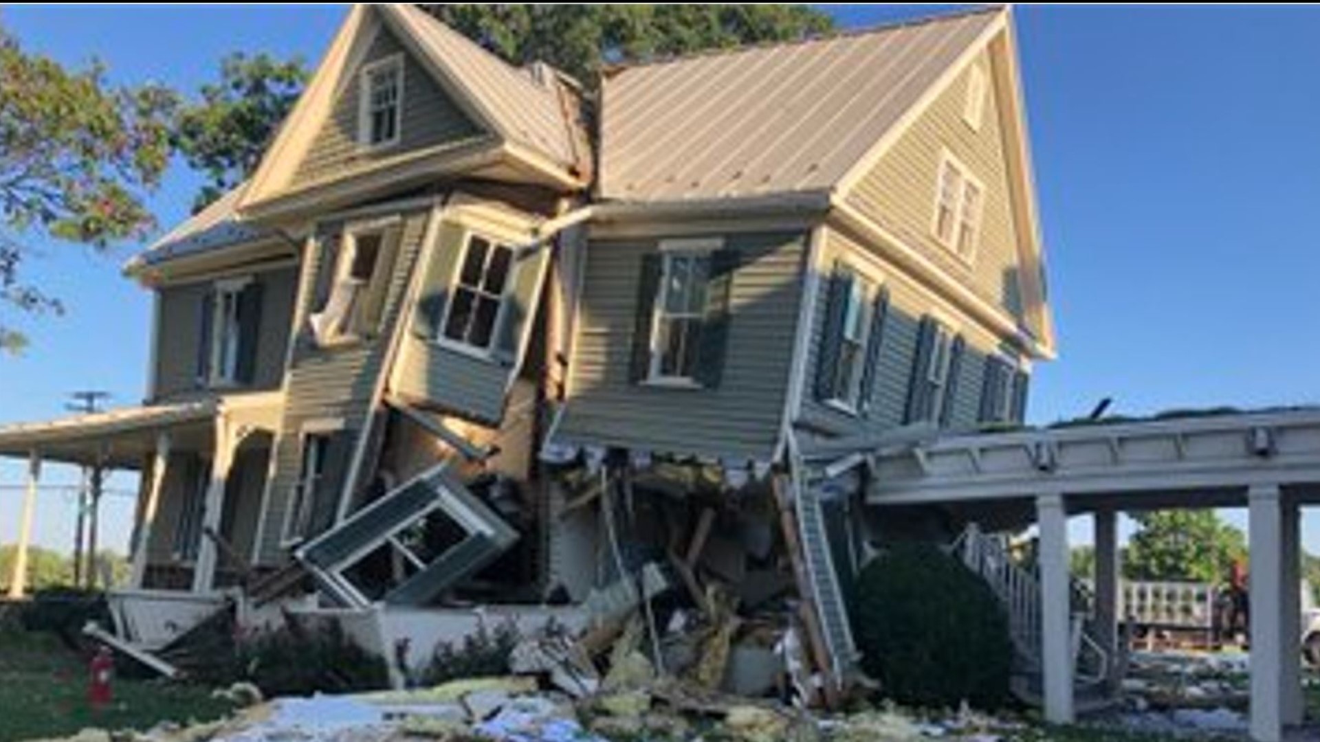 Collapse and rescue teams were at the scene of the collapsed home working to stabilize the structure, officials say.
