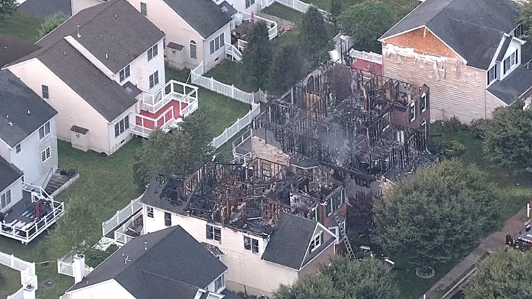Home completely destroyed, 3 others damaged after fire in Ashburn