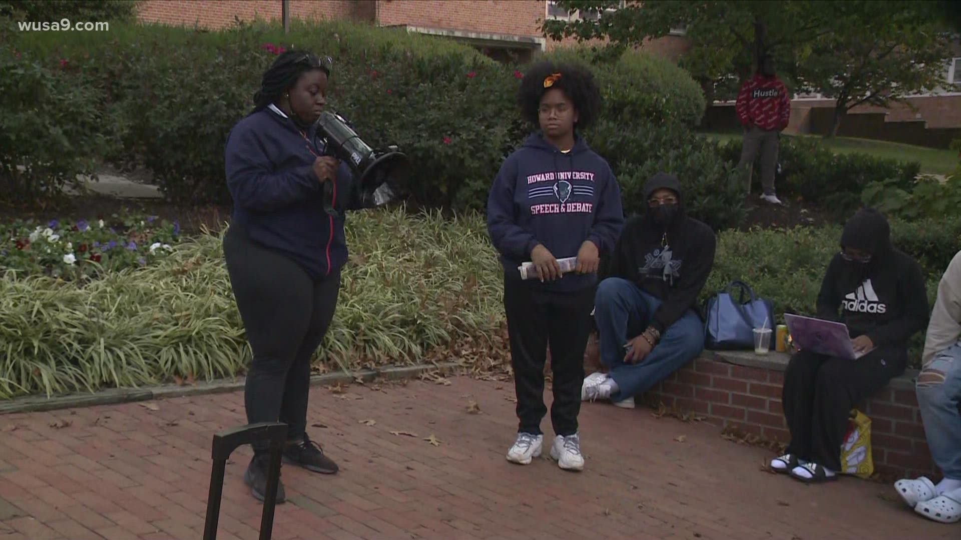 Student demonstrators are demanding representation on the university's board of trustees, and want something to be done to address housing conditions.