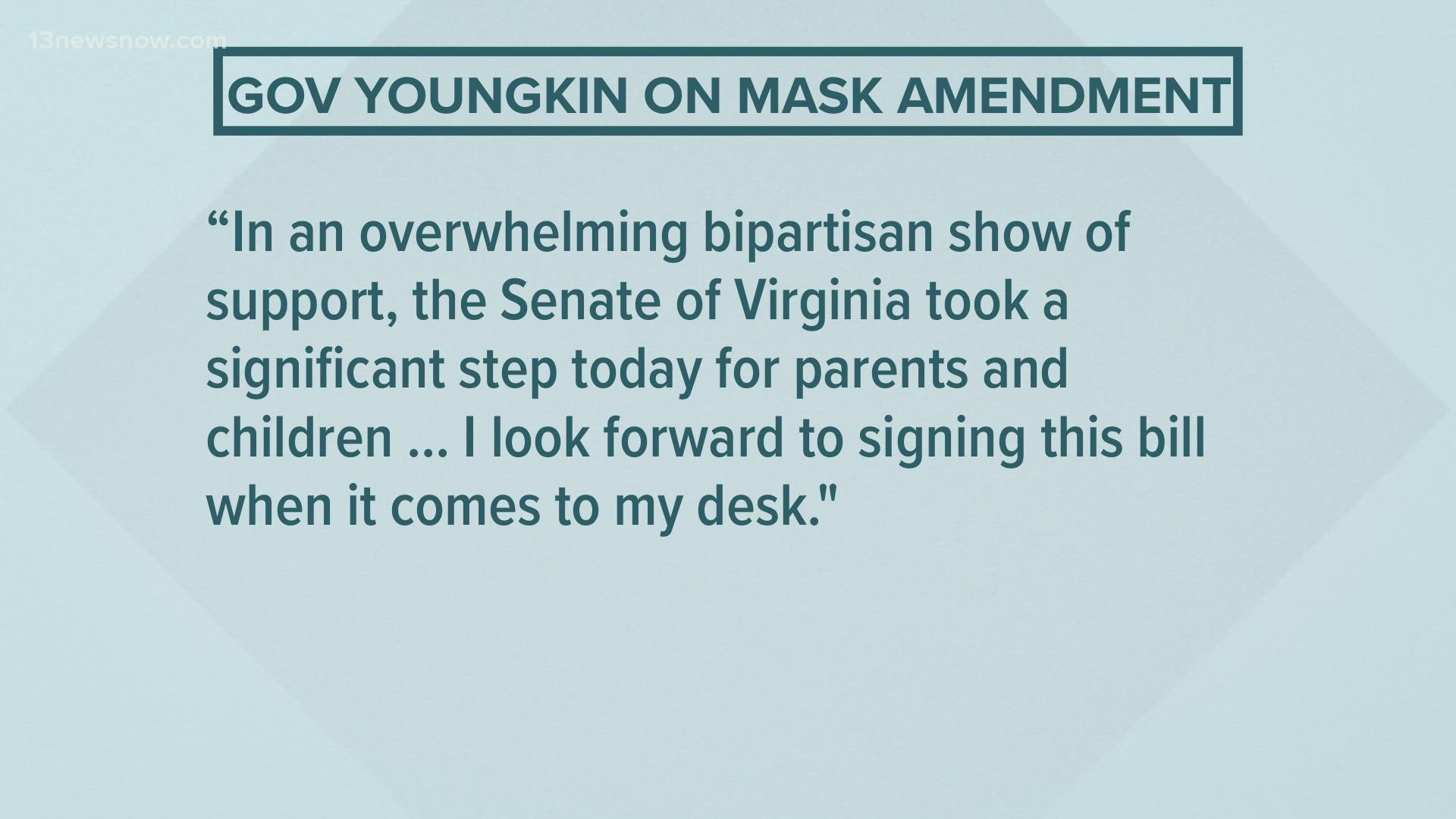 A bipartisan majority in the Virginia Senate has voted to advance legislation that would ban public school systems from imposing mask requirements on students.